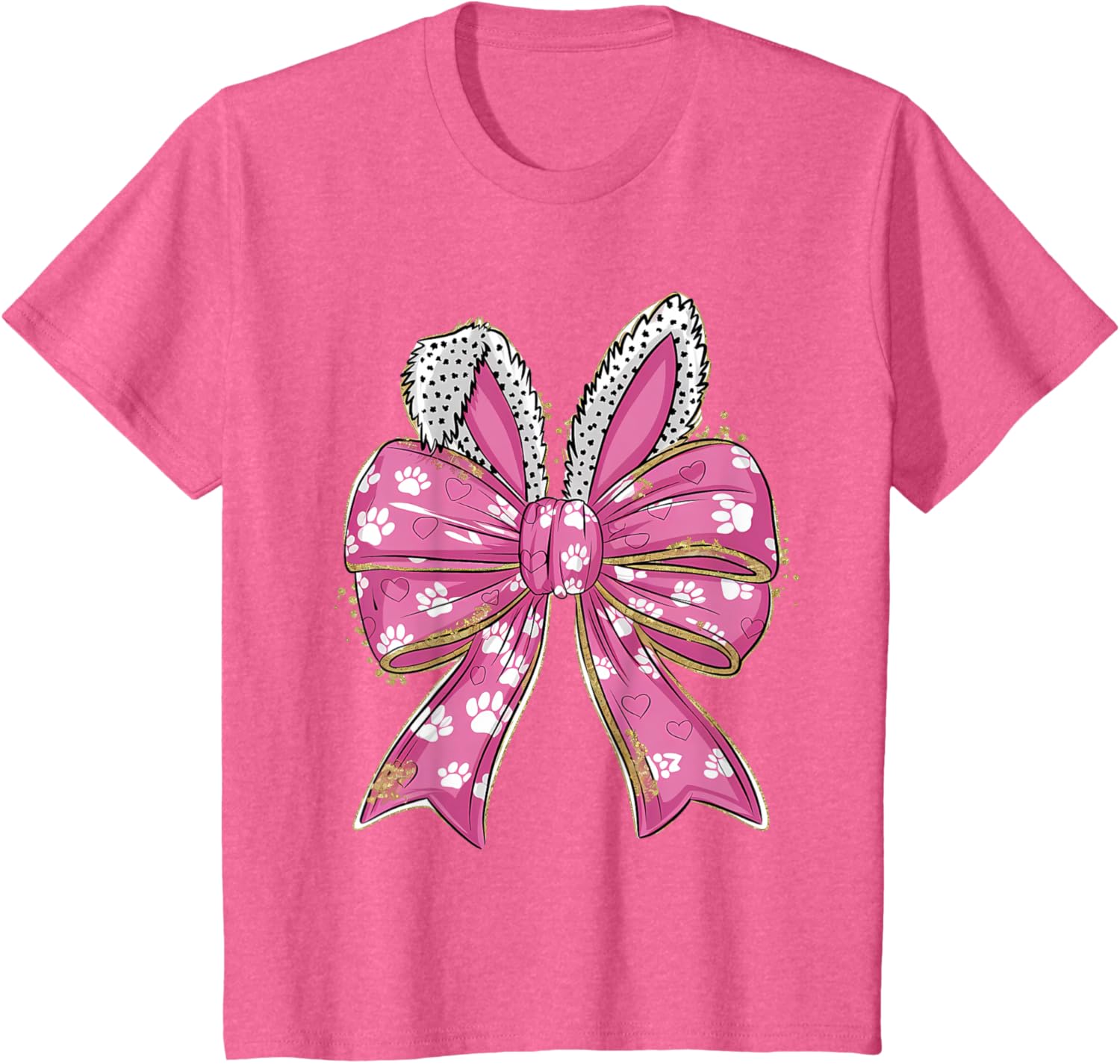 Cute Easter Bunny Face Coquette Bow Easter Day Girls Women T-Shirt