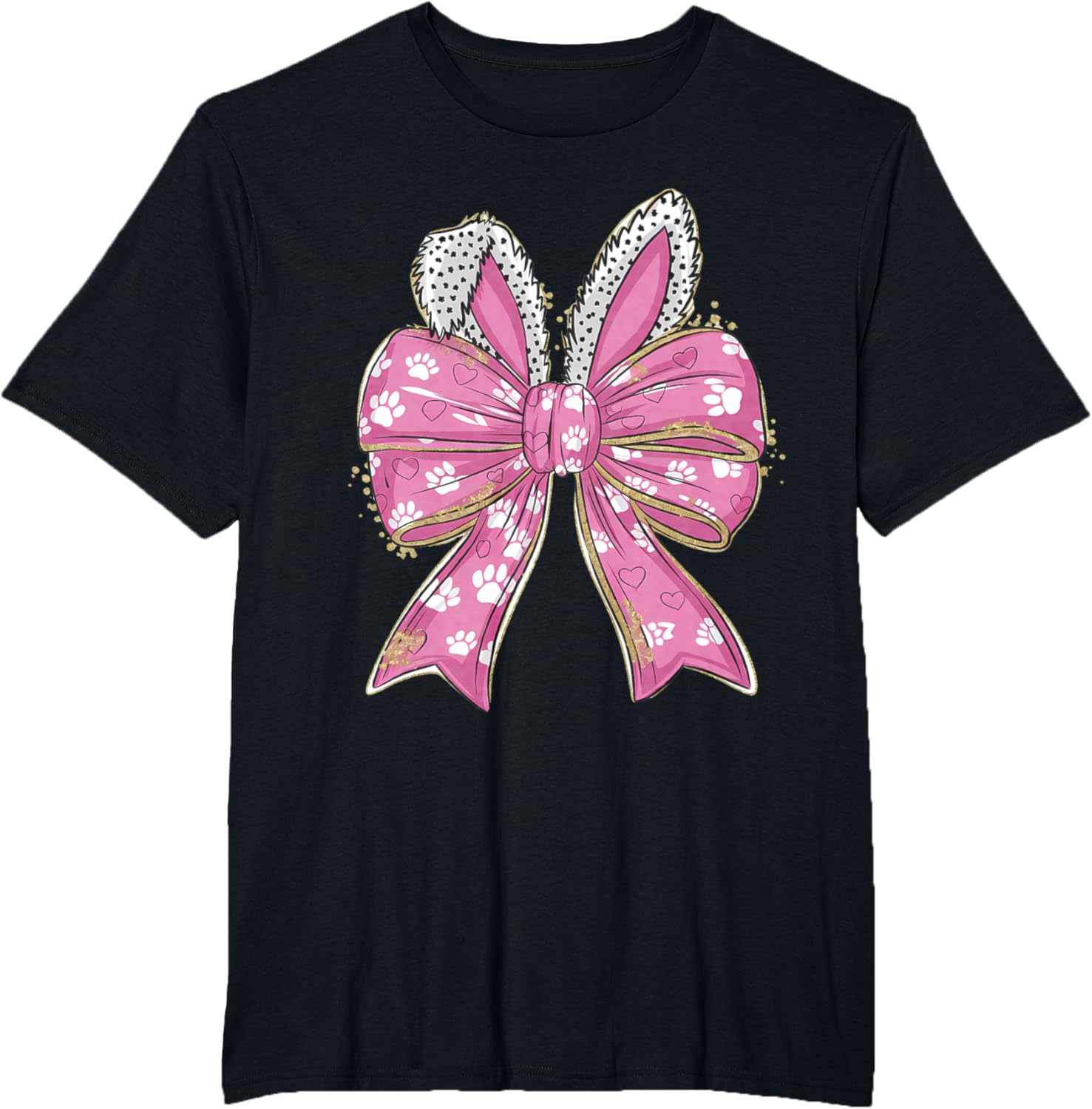 Cute Easter Bunny Face Coquette Bow Easter Day Girls Women T-Shirt