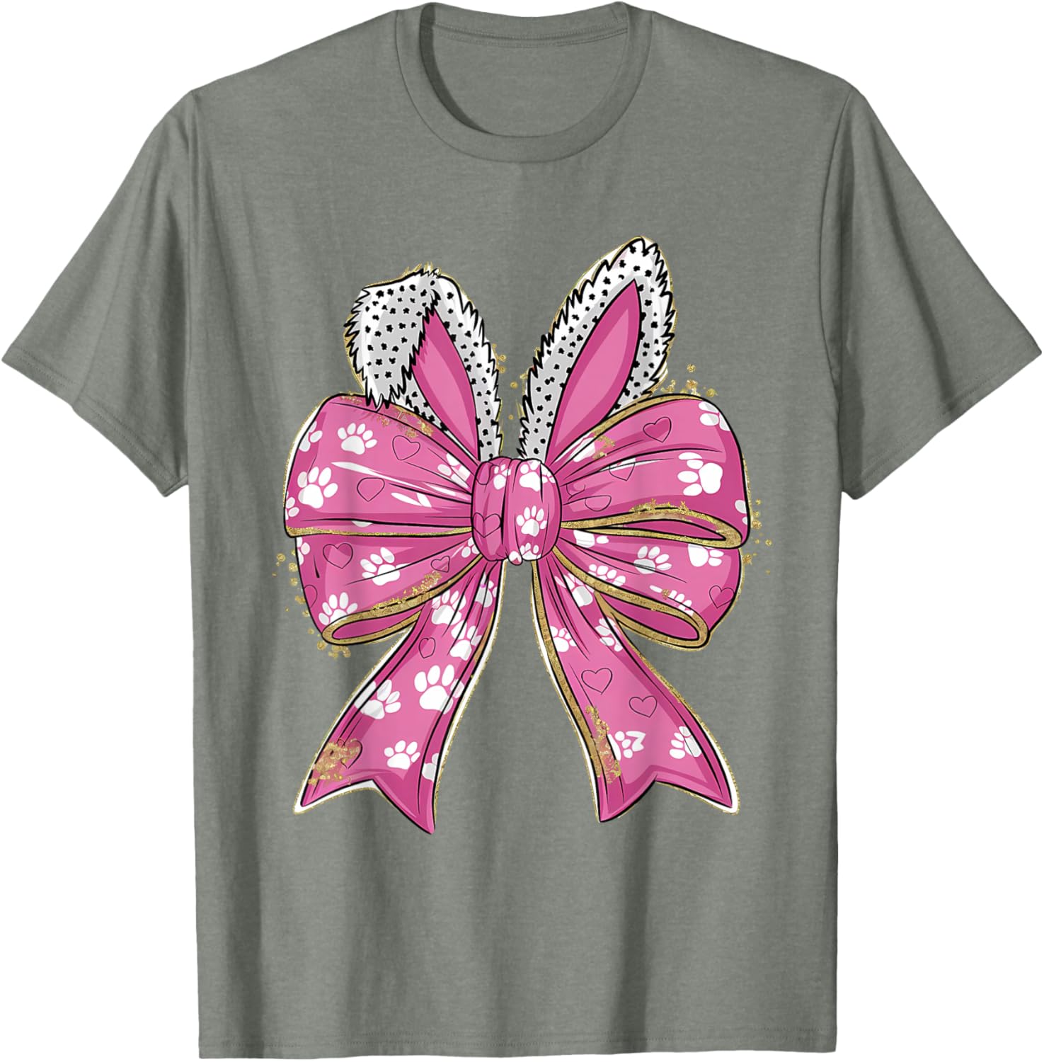 Cute Easter Bunny Face Coquette Bow Easter Day Girls Women T-Shirt