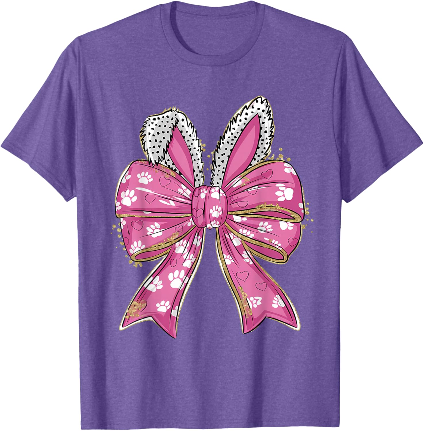 Cute Easter Bunny Face Coquette Bow Easter Day Girls Women T-Shirt