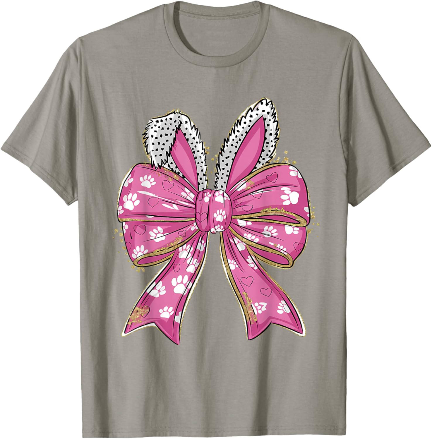 Cute Easter Bunny Face Coquette Bow Easter Day Girls Women T-Shirt