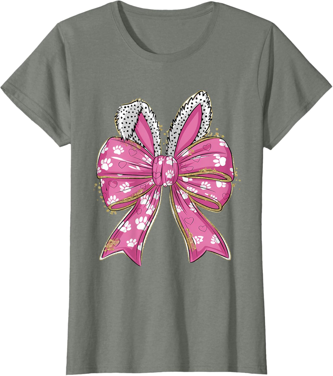 Cute Easter Bunny Face Coquette Bow Easter Day Girls Women T-Shirt