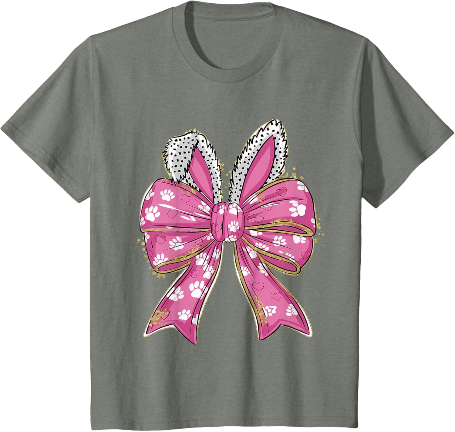 Cute Easter Bunny Face Coquette Bow Easter Day Girls Women T-Shirt