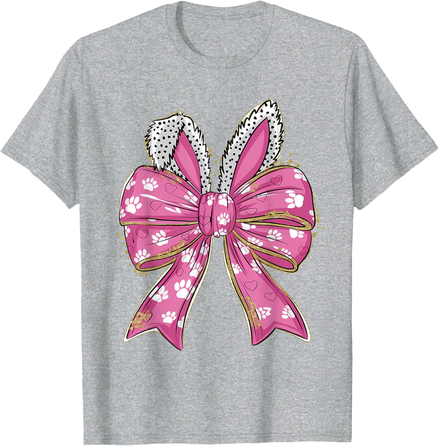 Cute Easter Bunny Face Coquette Bow Easter Day Girls Women T-Shirt