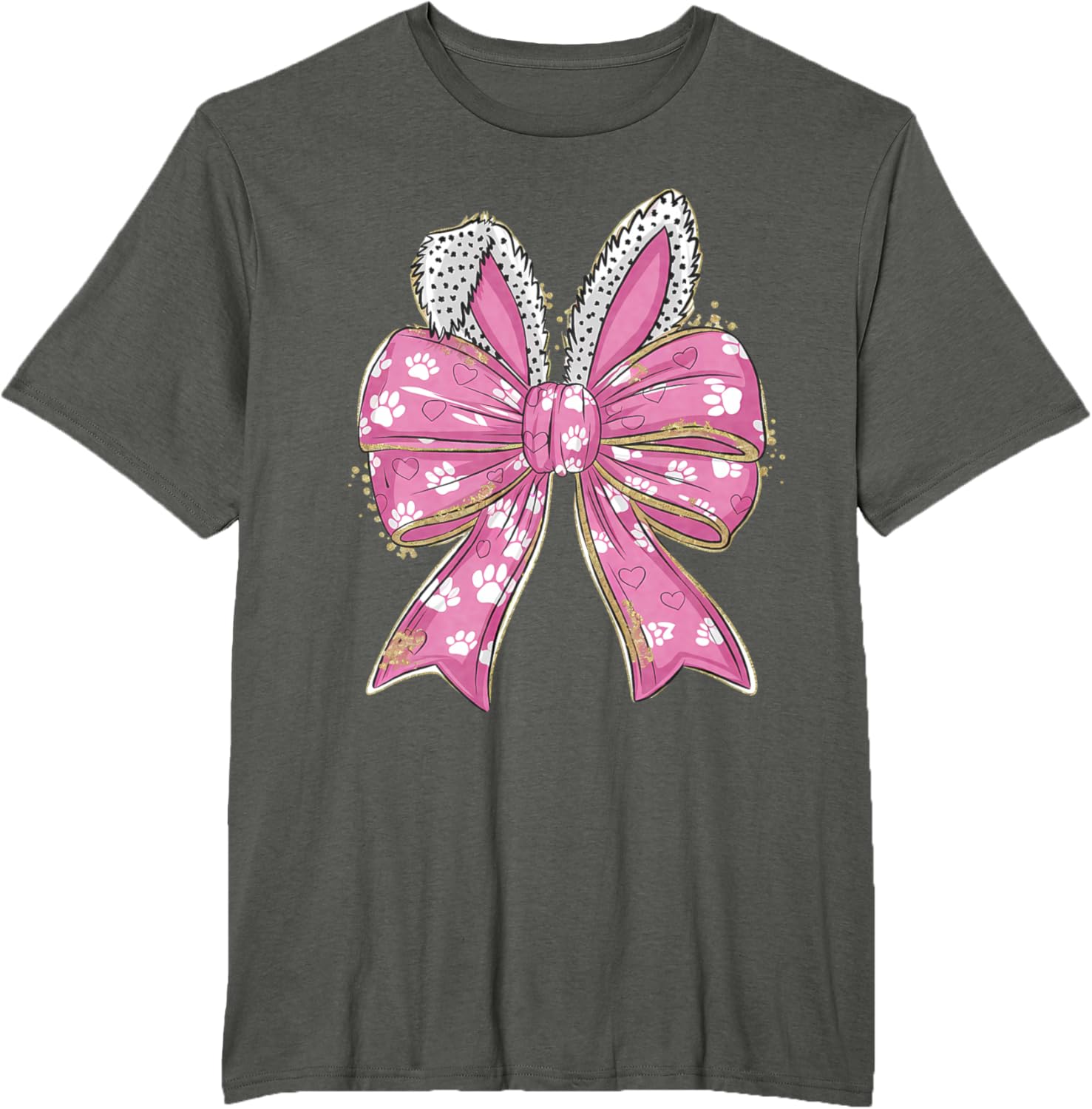 Cute Easter Bunny Face Coquette Bow Easter Day Girls Women T-Shirt