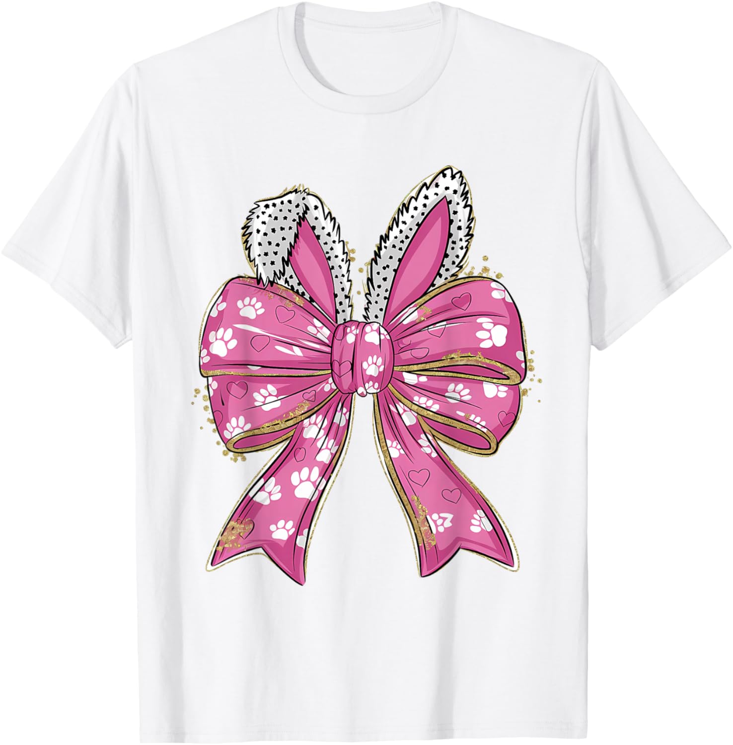 Cute Easter Bunny Face Coquette Bow Easter Day Girls Women T-Shirt