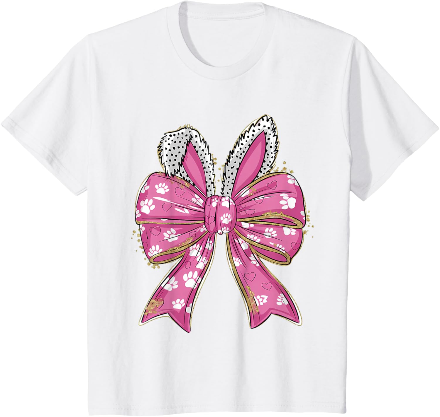 Cute Easter Bunny Face Coquette Bow Easter Day Girls Women T-Shirt