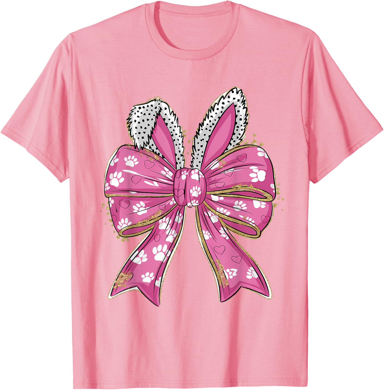 Cute Easter Bunny Face Coquette Bow Easter Day Girls Women T-Shirt