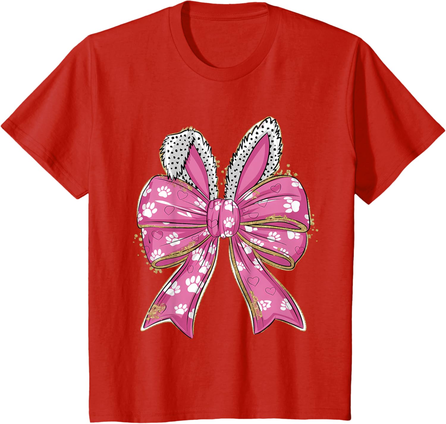 Cute Easter Bunny Face Coquette Bow Easter Day Girls Women T-Shirt