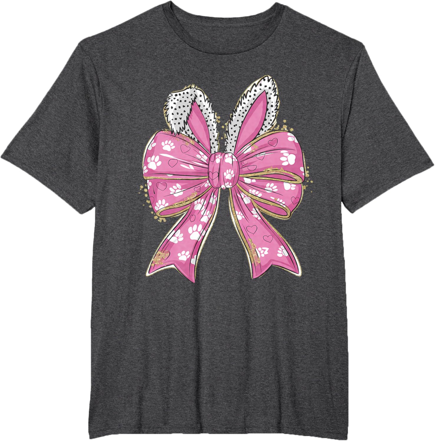 Cute Easter Bunny Face Coquette Bow Easter Day Girls Women T-Shirt