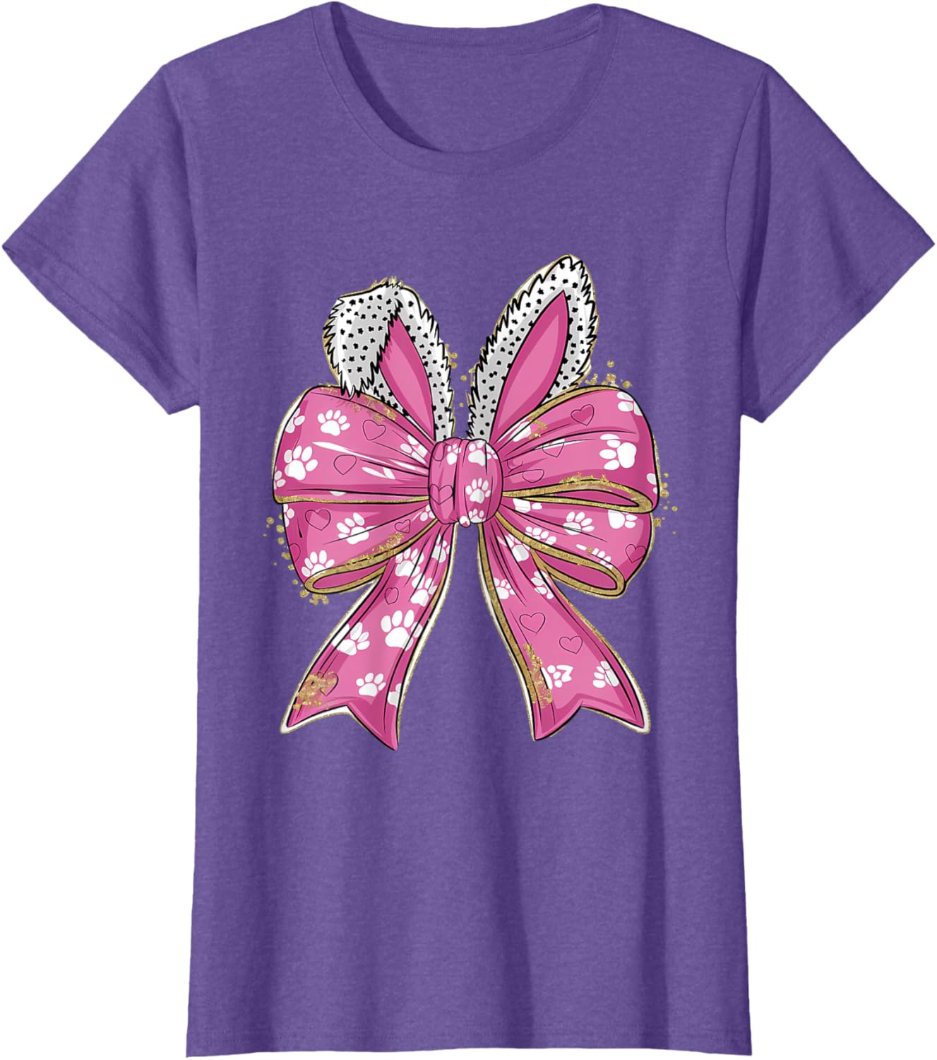 Cute Easter Bunny Face Coquette Bow Easter Day Girls Women T-Shirt