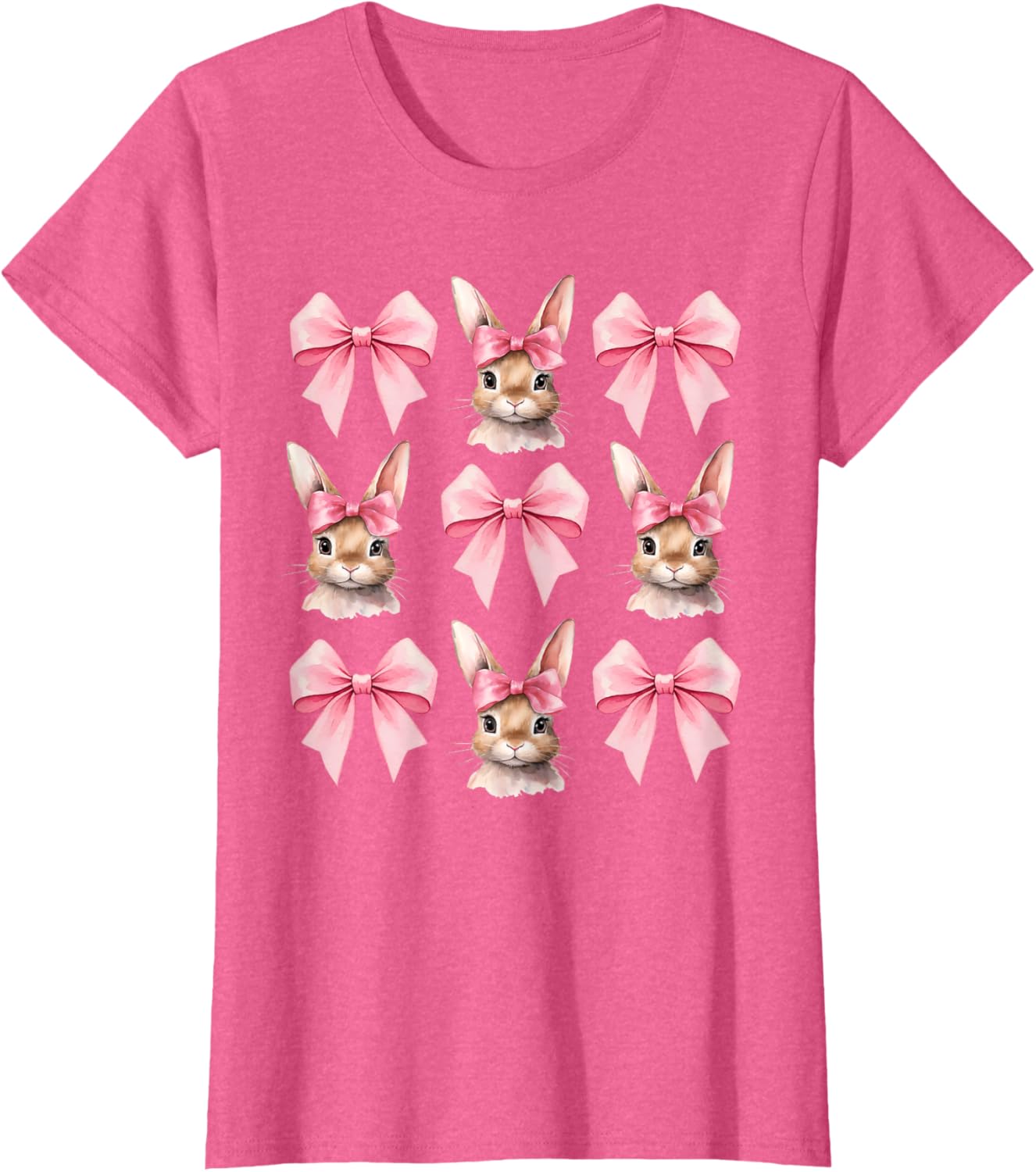 Cute Easter Bunny Face Coquette Bow Easter Day Girls Women T-Shirt