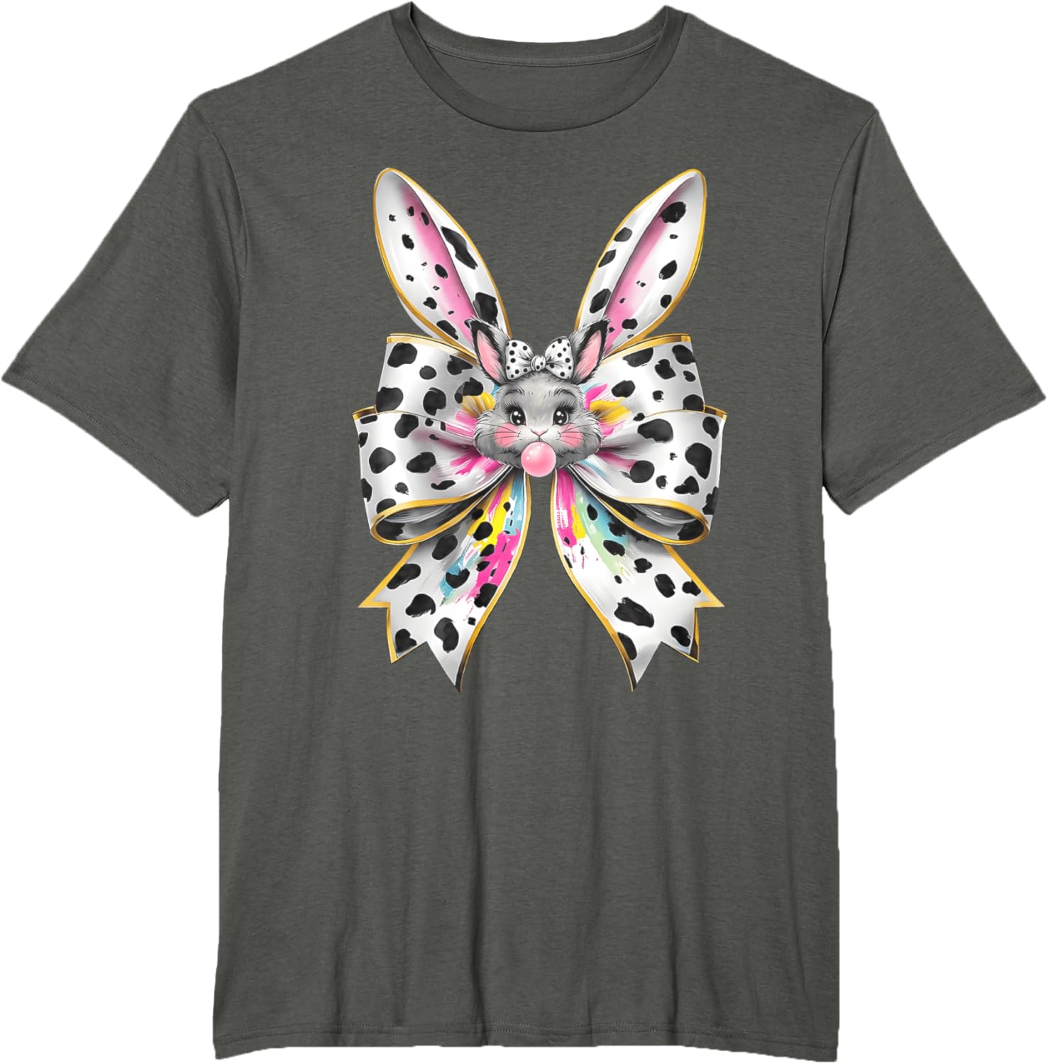 Cute Easter Bunny Face Coquette Bow Easter Day Girls Women T-Shirt