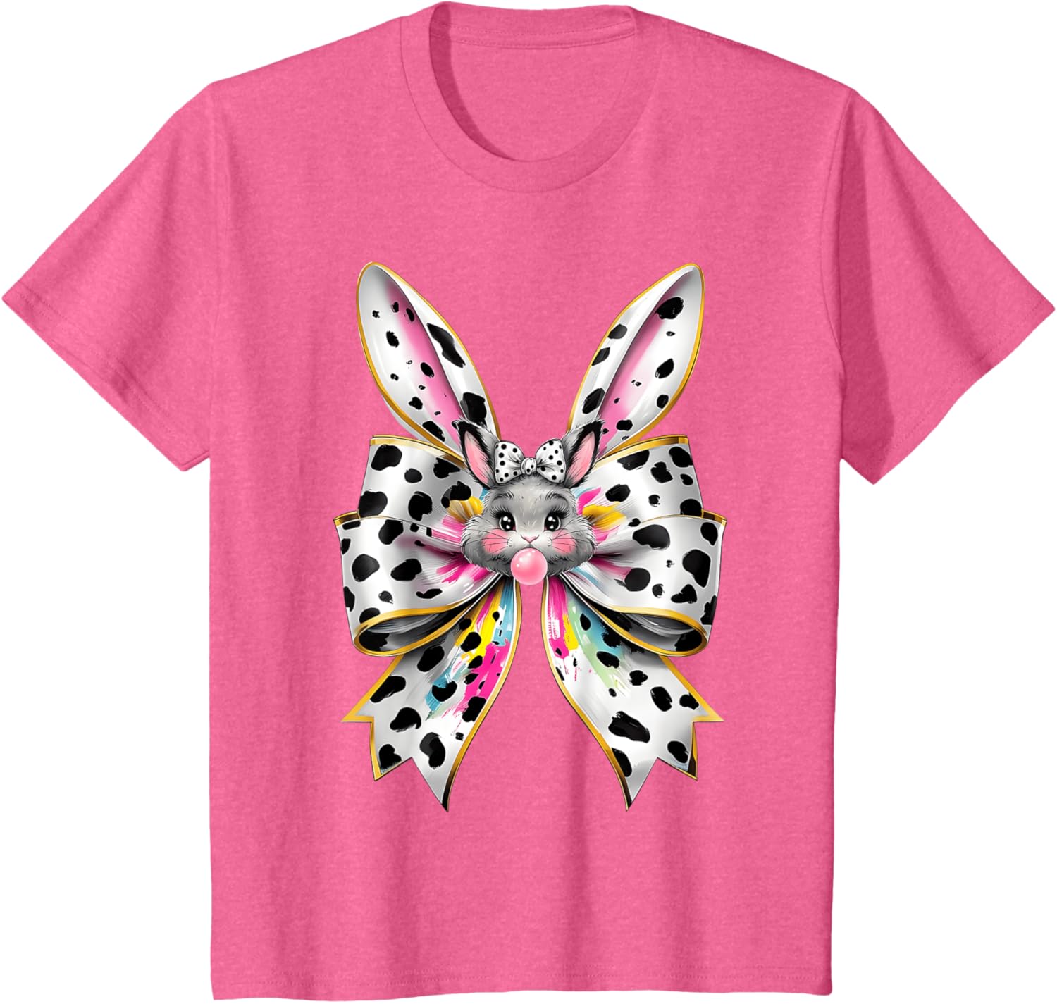 Cute Easter Bunny Face Coquette Bow Easter Day Girls Women T-Shirt