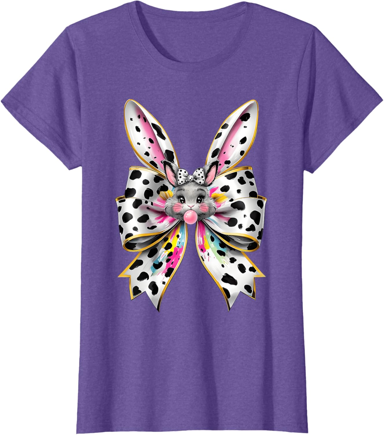 Cute Easter Bunny Face Coquette Bow Easter Day Girls Women T-Shirt