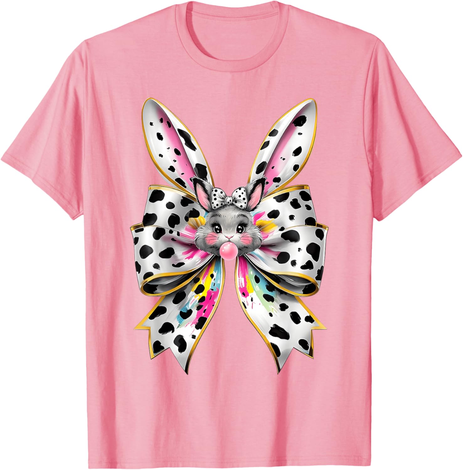 Cute Easter Bunny Face Coquette Bow Easter Day Girls Women T-Shirt