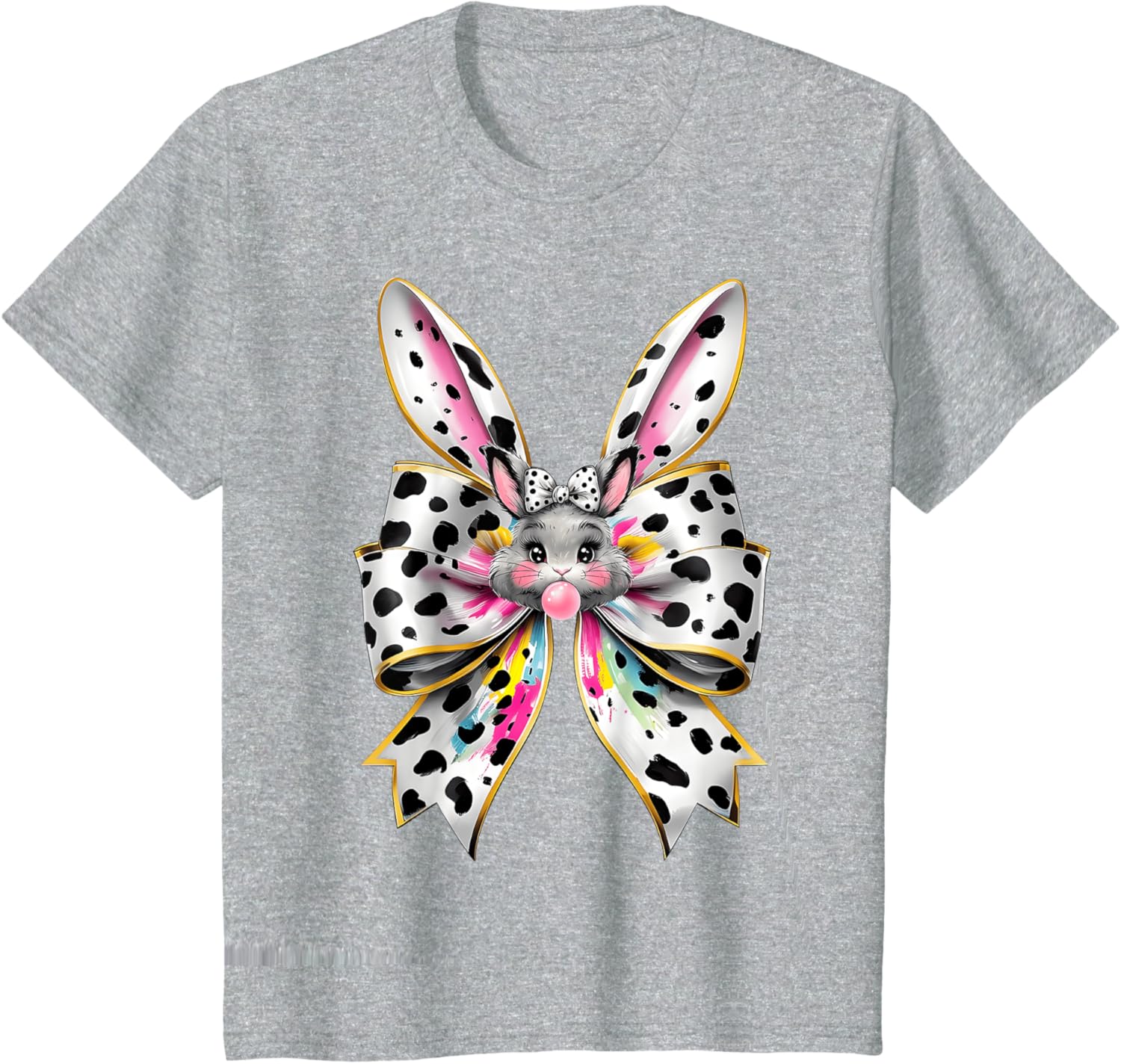 Cute Easter Bunny Face Coquette Bow Easter Day Girls Women T-Shirt