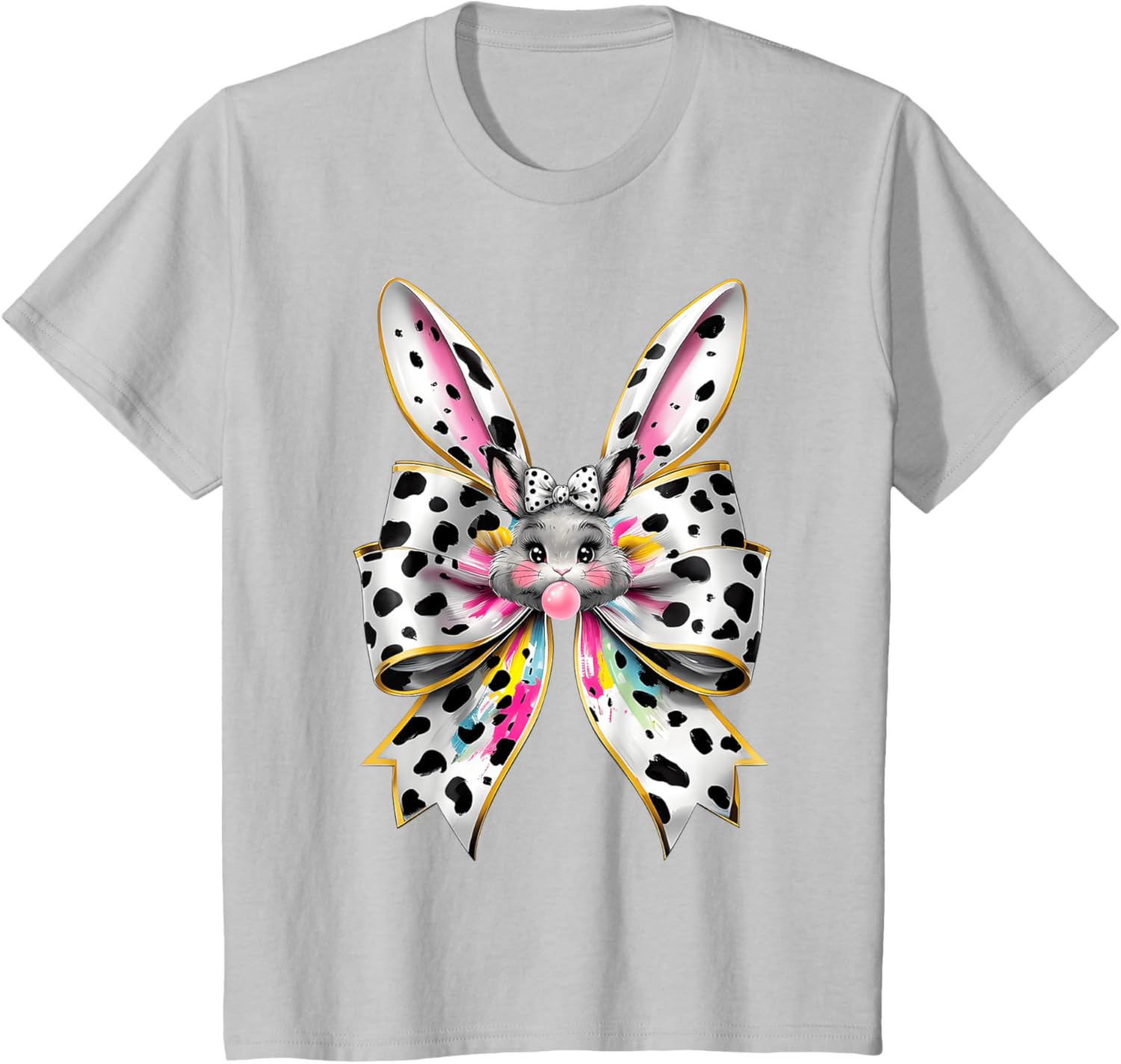 Cute Easter Bunny Face Coquette Bow Easter Day Girls Women T-Shirt