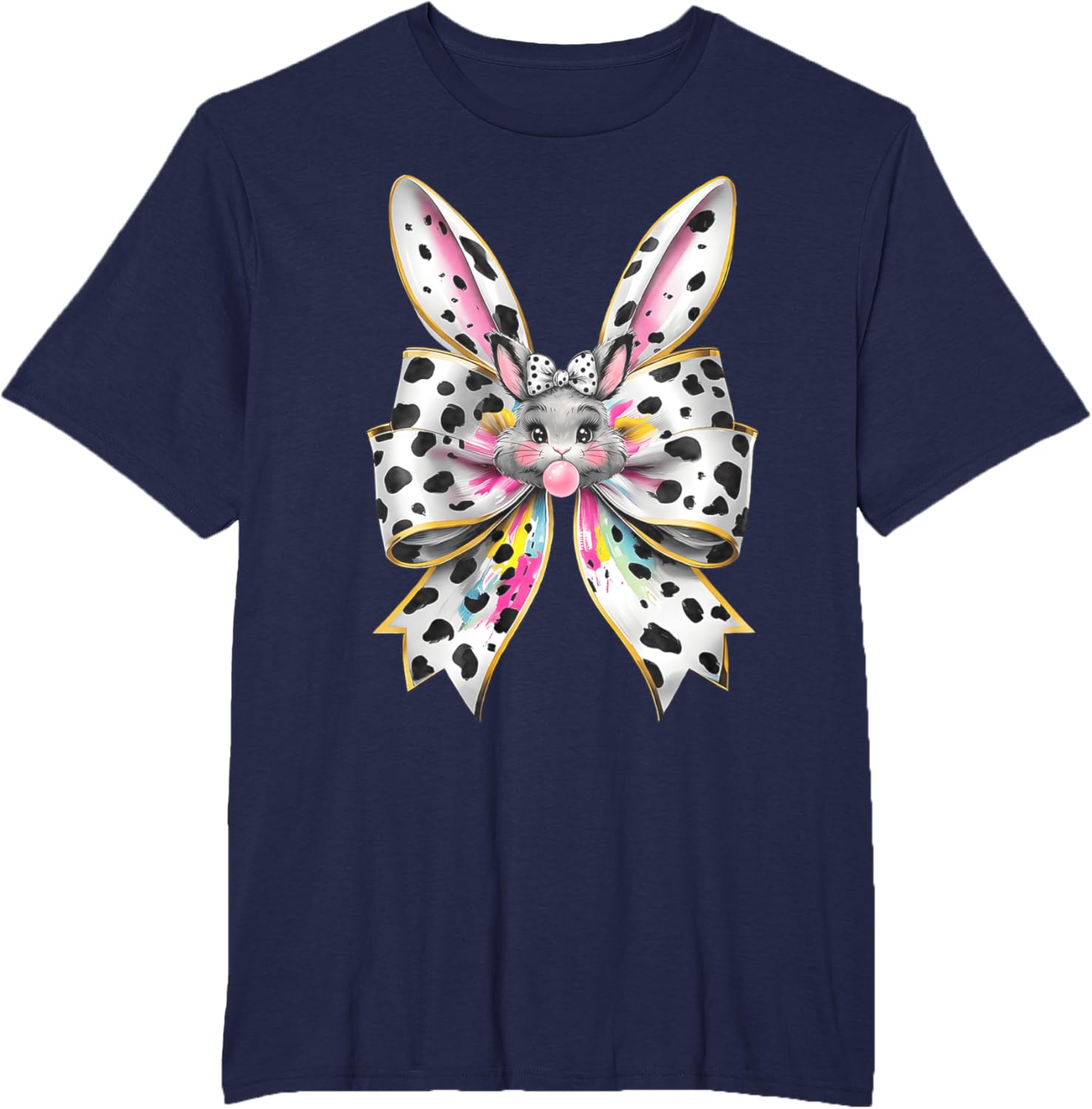 Cute Easter Bunny Face Coquette Bow Easter Day Girls Women T-Shirt