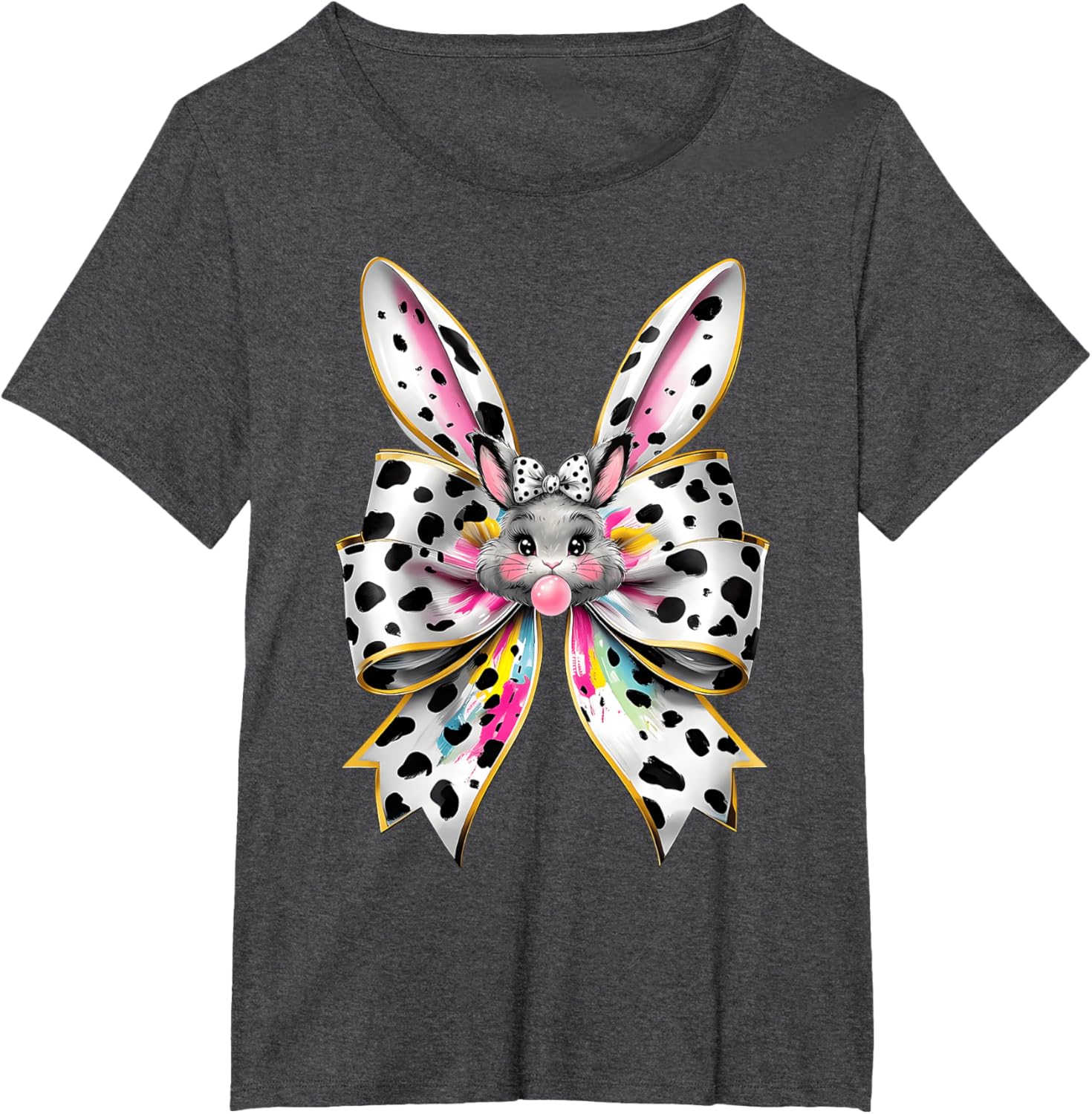 Cute Easter Bunny Face Coquette Bow Easter Day Girls Women T-Shirt