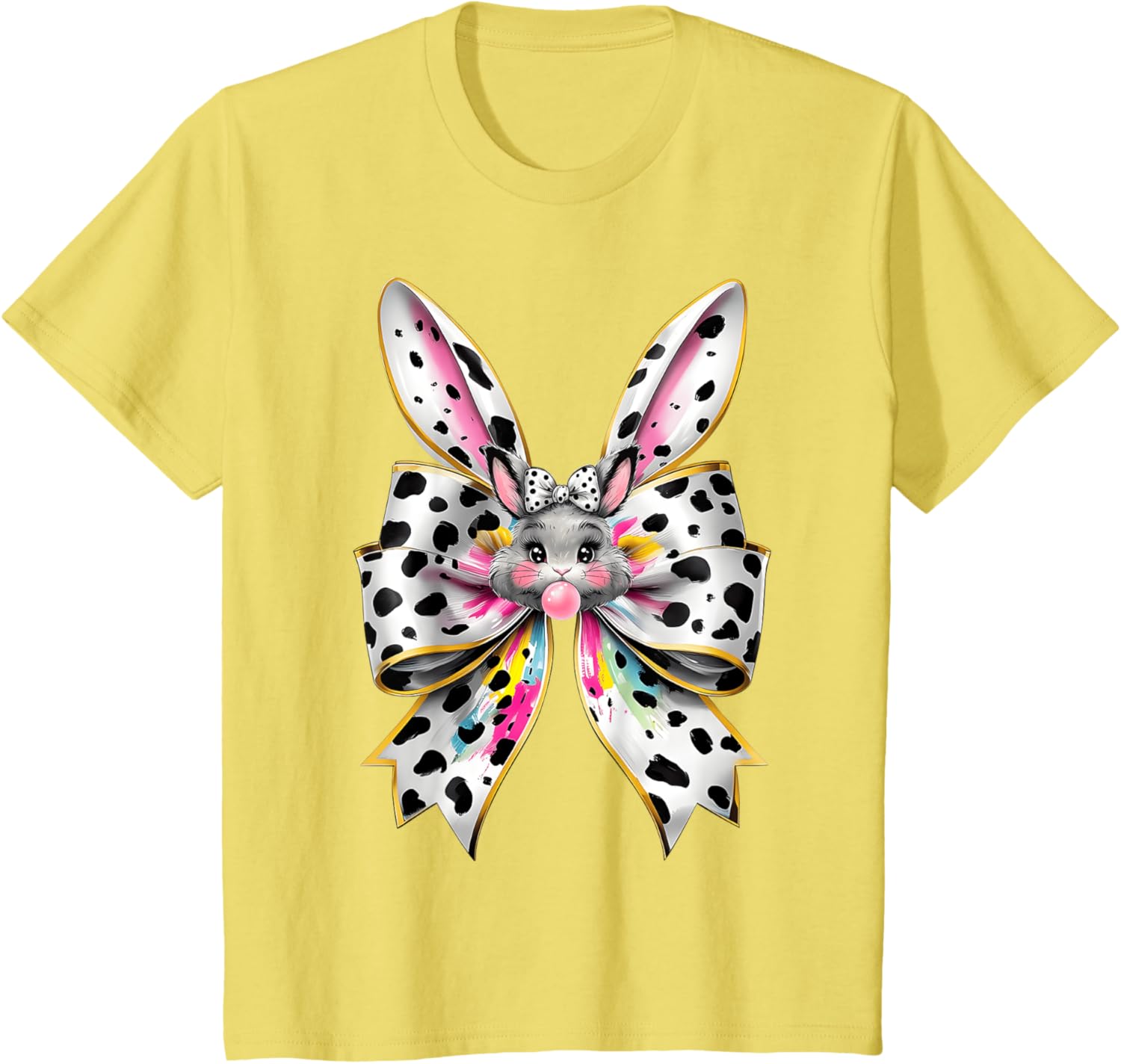 Cute Easter Bunny Face Coquette Bow Easter Day Girls Women T-Shirt