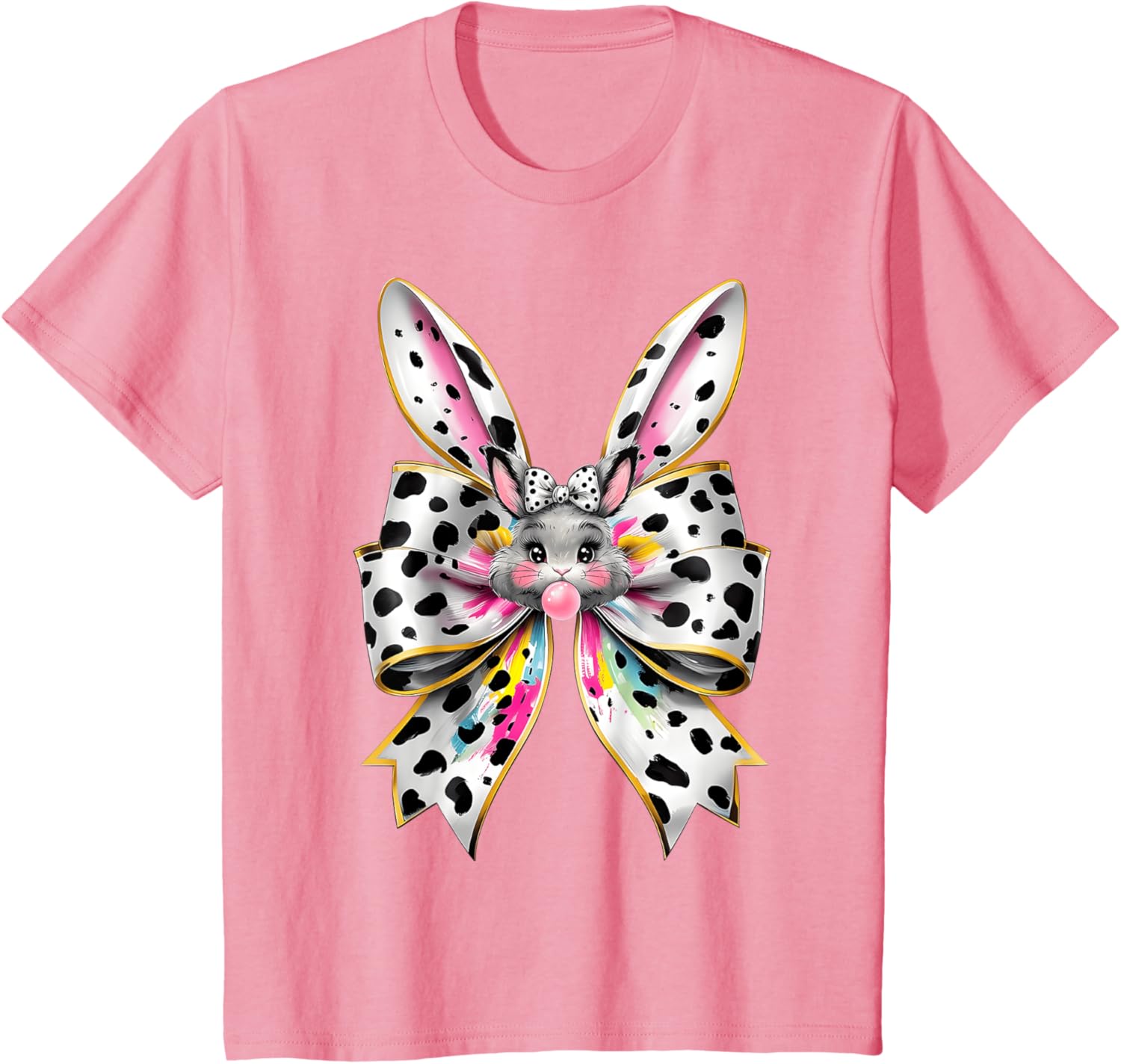 Cute Easter Bunny Face Coquette Bow Easter Day Girls Women T-Shirt