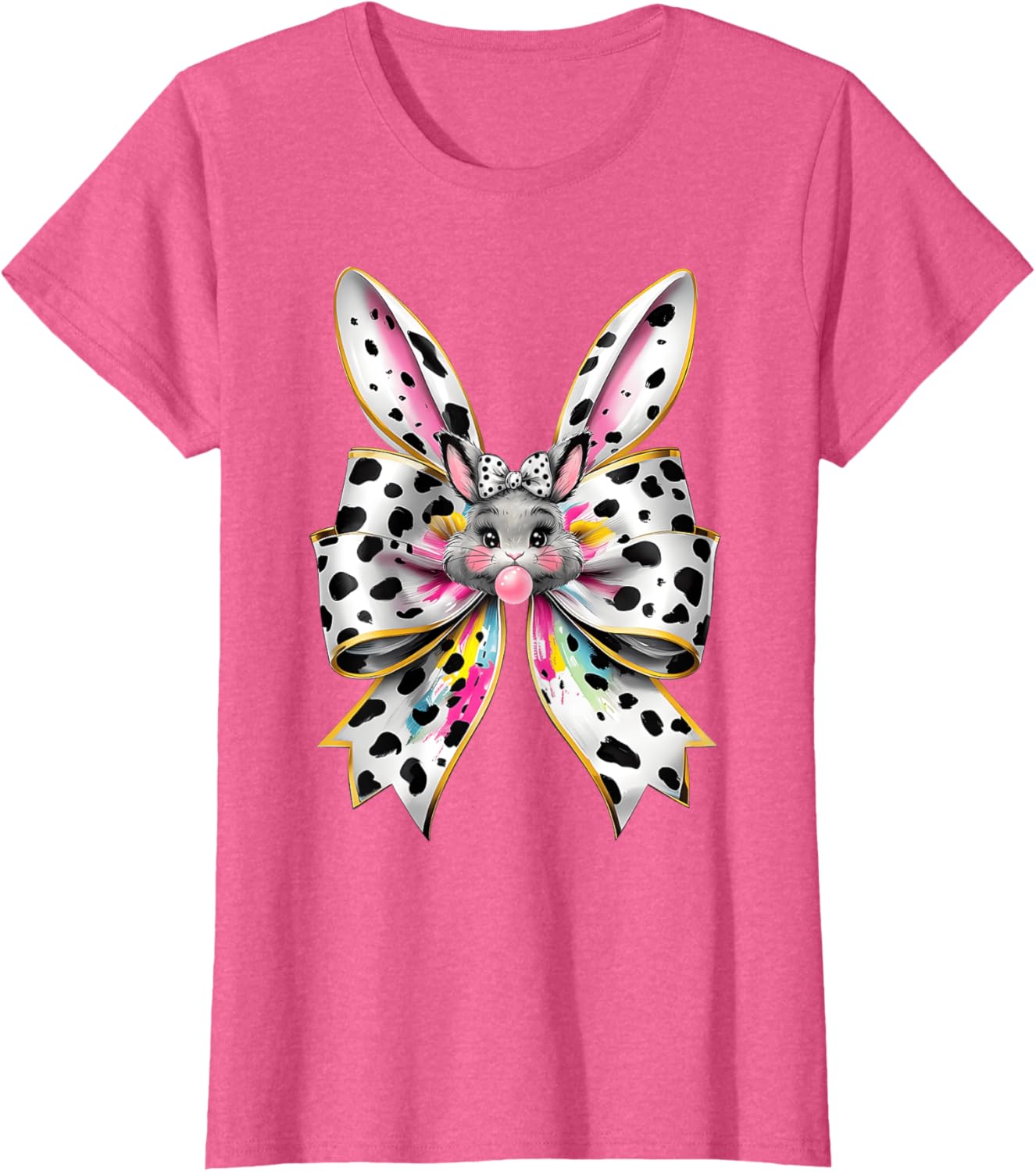 Cute Easter Bunny Face Coquette Bow Easter Day Girls Women T-Shirt