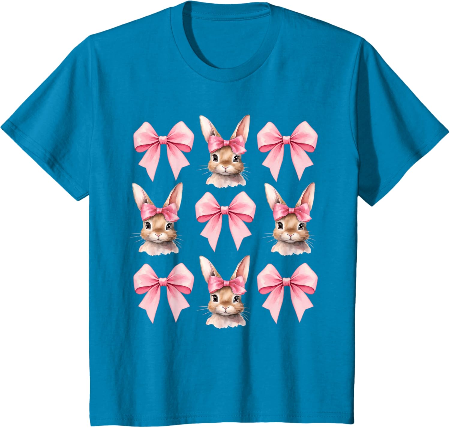 Cute Easter Bunny Face Coquette Bow Easter Day Girls Women T-Shirt