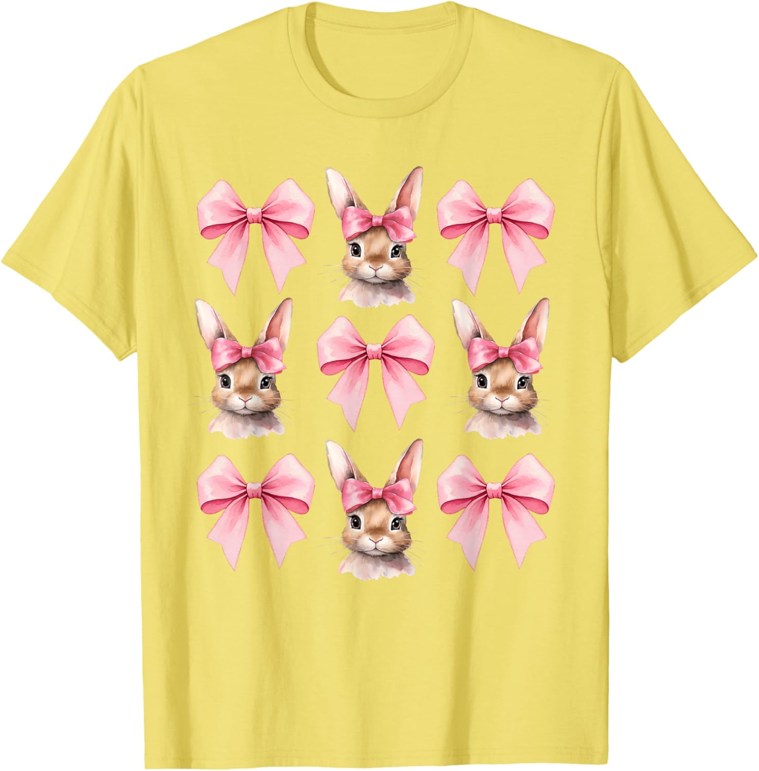 Cute Easter Bunny Face Coquette Bow Easter Day Girls Women T-Shirt