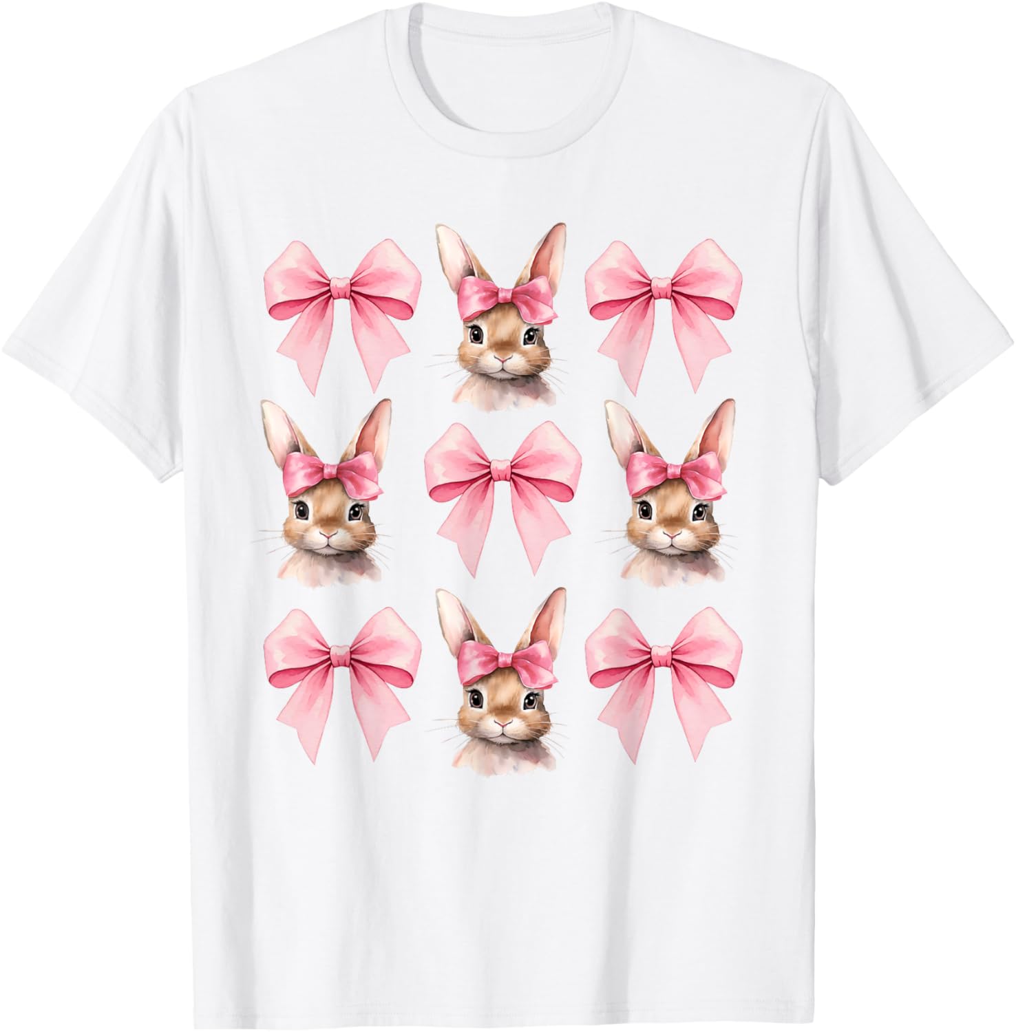 Cute Easter Bunny Face Coquette Bow Easter Day Girls Women T-Shirt