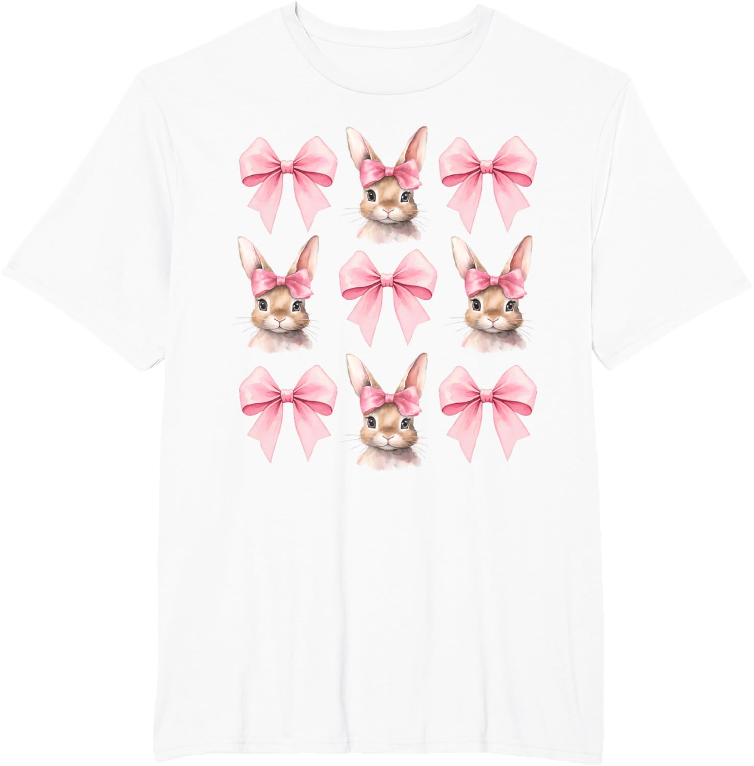 Cute Easter Bunny Face Coquette Bow Easter Day Girls Women T-Shirt