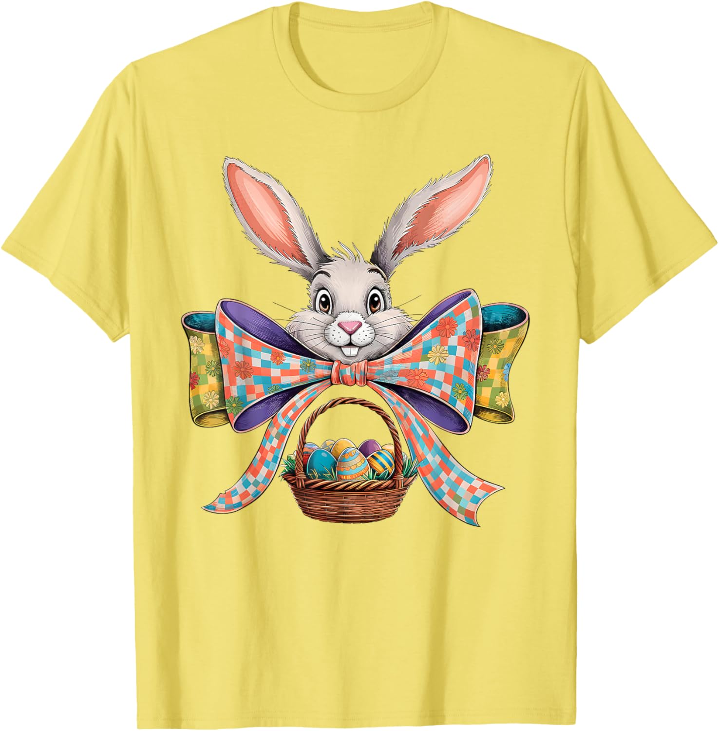 Cute Easter Bunny Face Coquette Bow Easter Day Girls Women T-Shirt