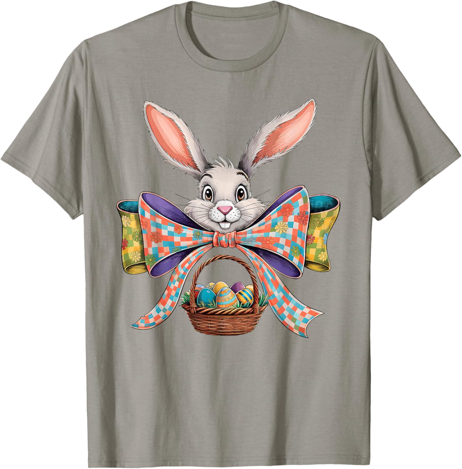 Cute Easter Bunny Face Coquette Bow Easter Day Girls Women T-Shirt