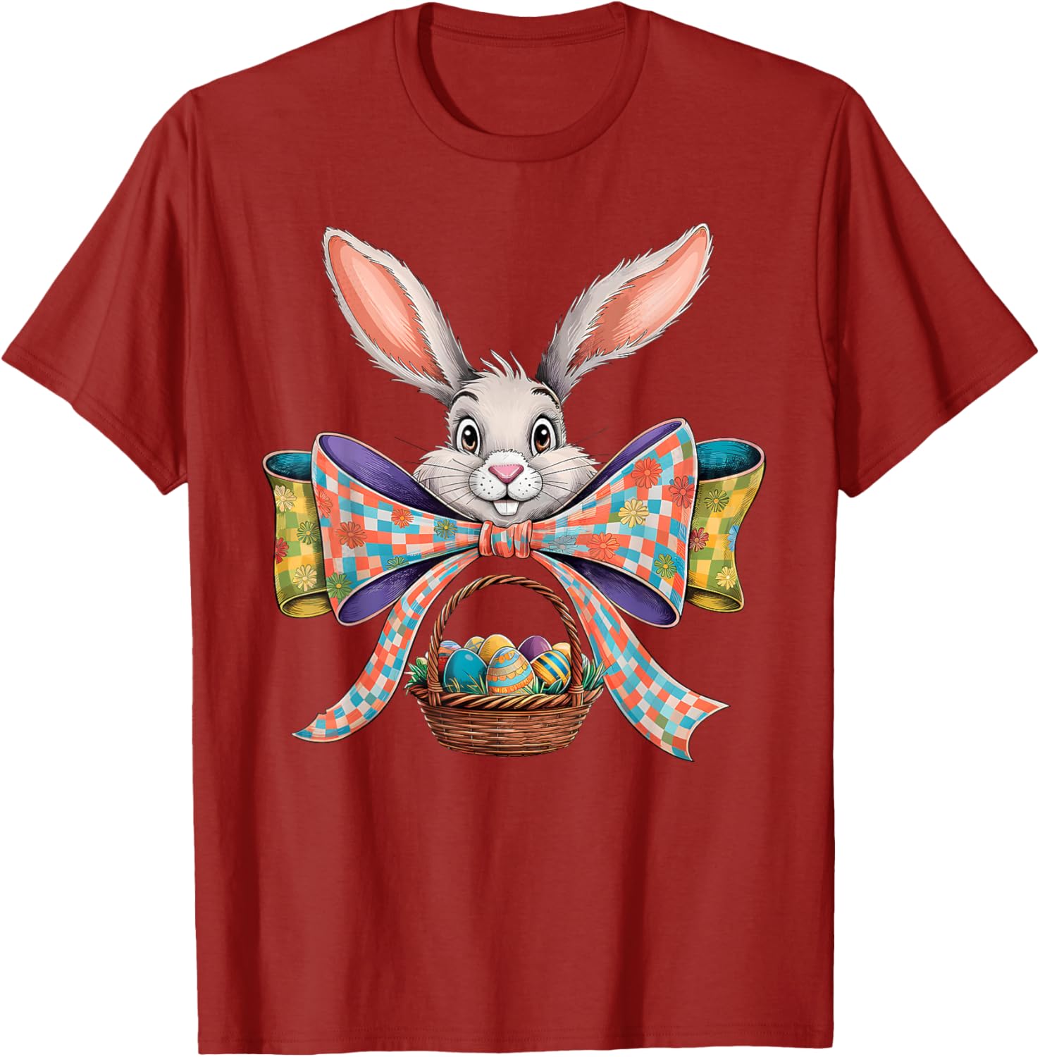 Cute Easter Bunny Face Coquette Bow Easter Day Girls Women T-Shirt