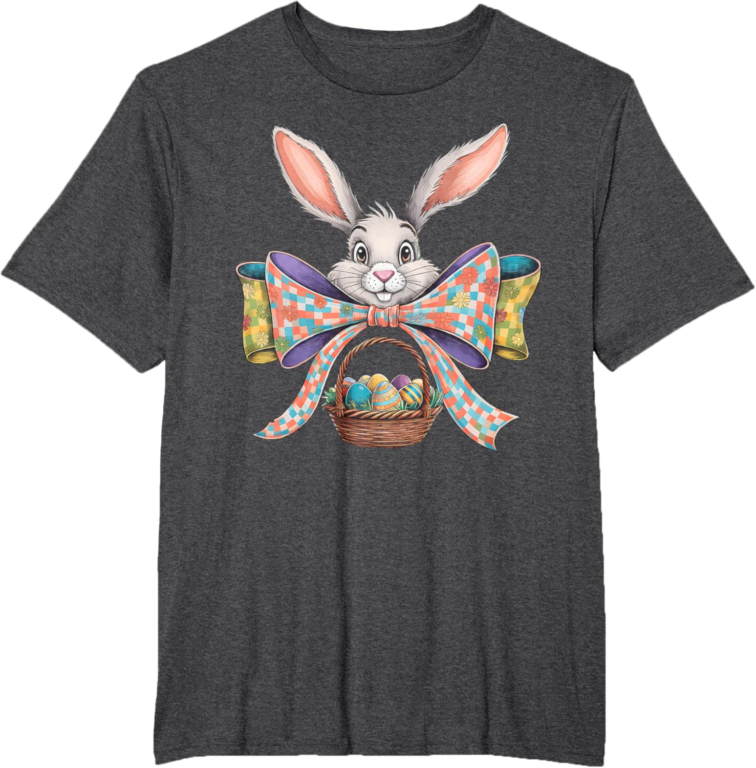 Cute Easter Bunny Face Coquette Bow Easter Day Girls Women T-Shirt