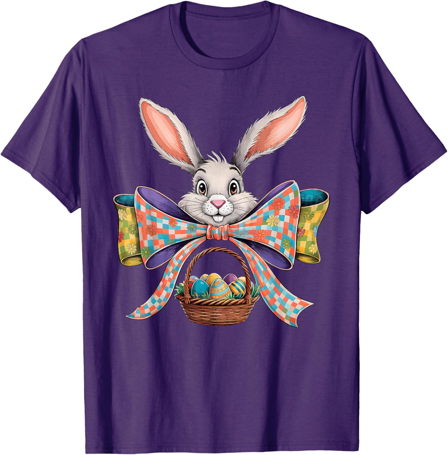 Cute Easter Bunny Face Coquette Bow Easter Day Girls Women T-Shirt