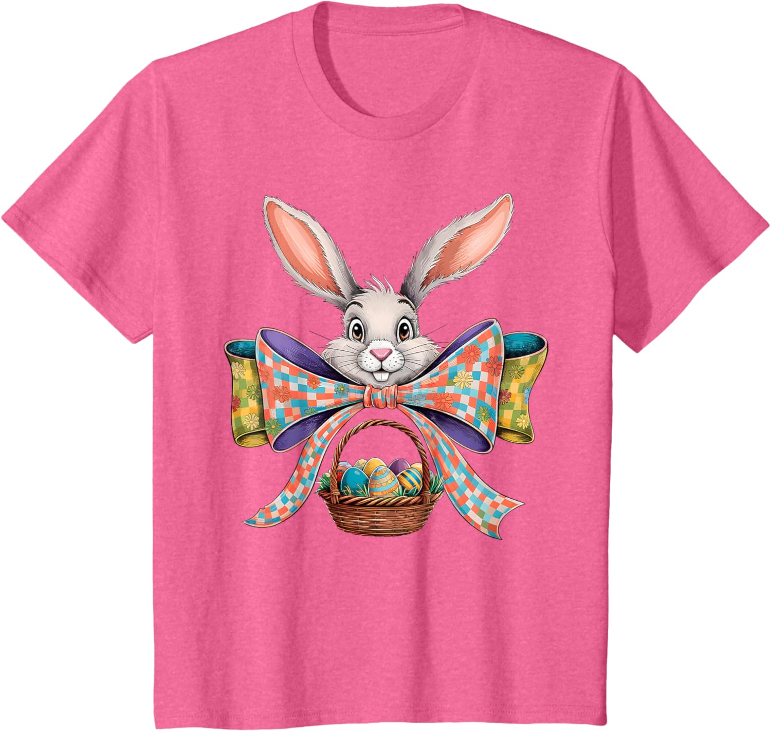 Cute Easter Bunny Face Coquette Bow Easter Day Girls Women T-Shirt