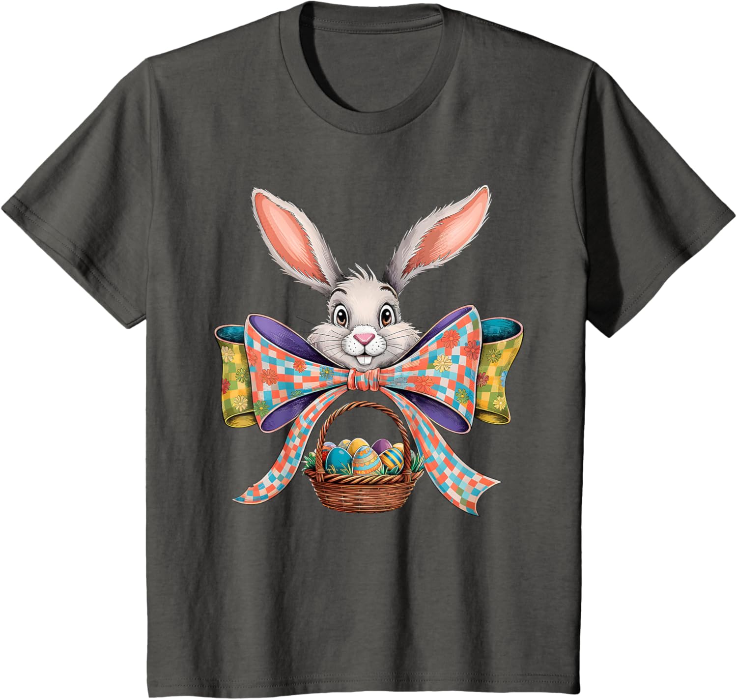 Cute Easter Bunny Face Coquette Bow Easter Day Girls Women T-Shirt