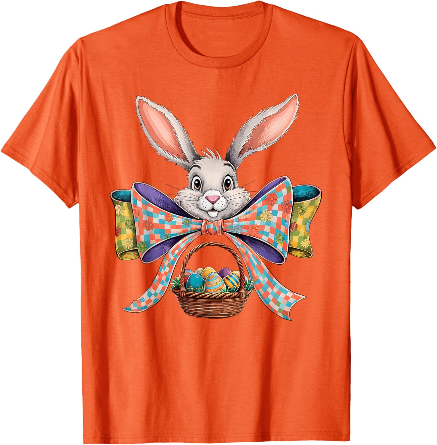 Cute Easter Bunny Face Coquette Bow Easter Day Girls Women T-Shirt