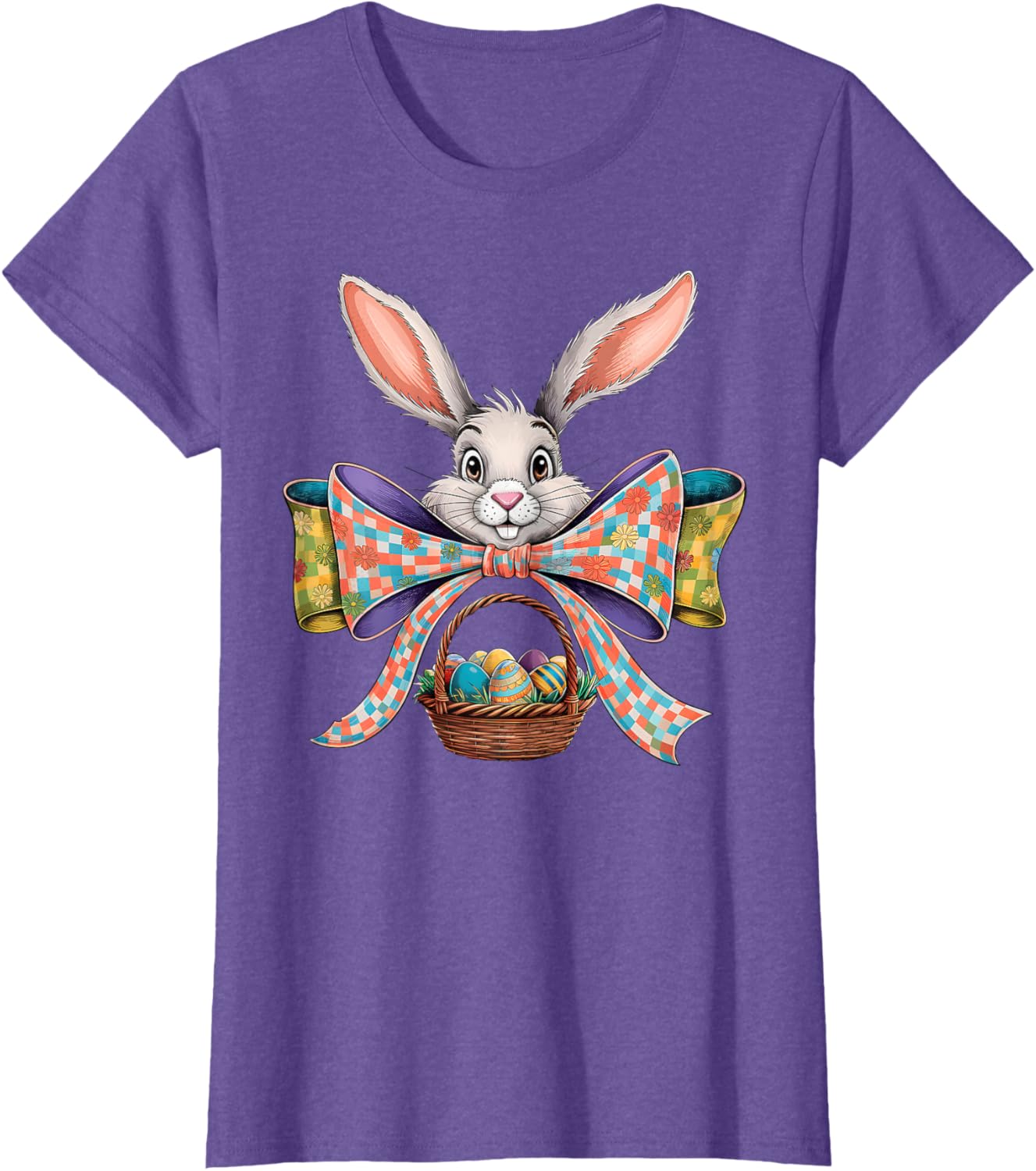 Cute Easter Bunny Face Coquette Bow Easter Day Girls Women T-Shirt