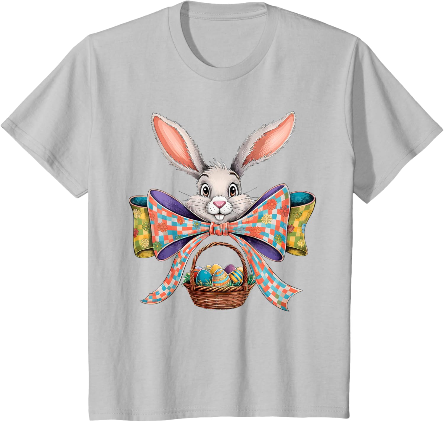 Cute Easter Bunny Face Coquette Bow Easter Day Girls Women T-Shirt