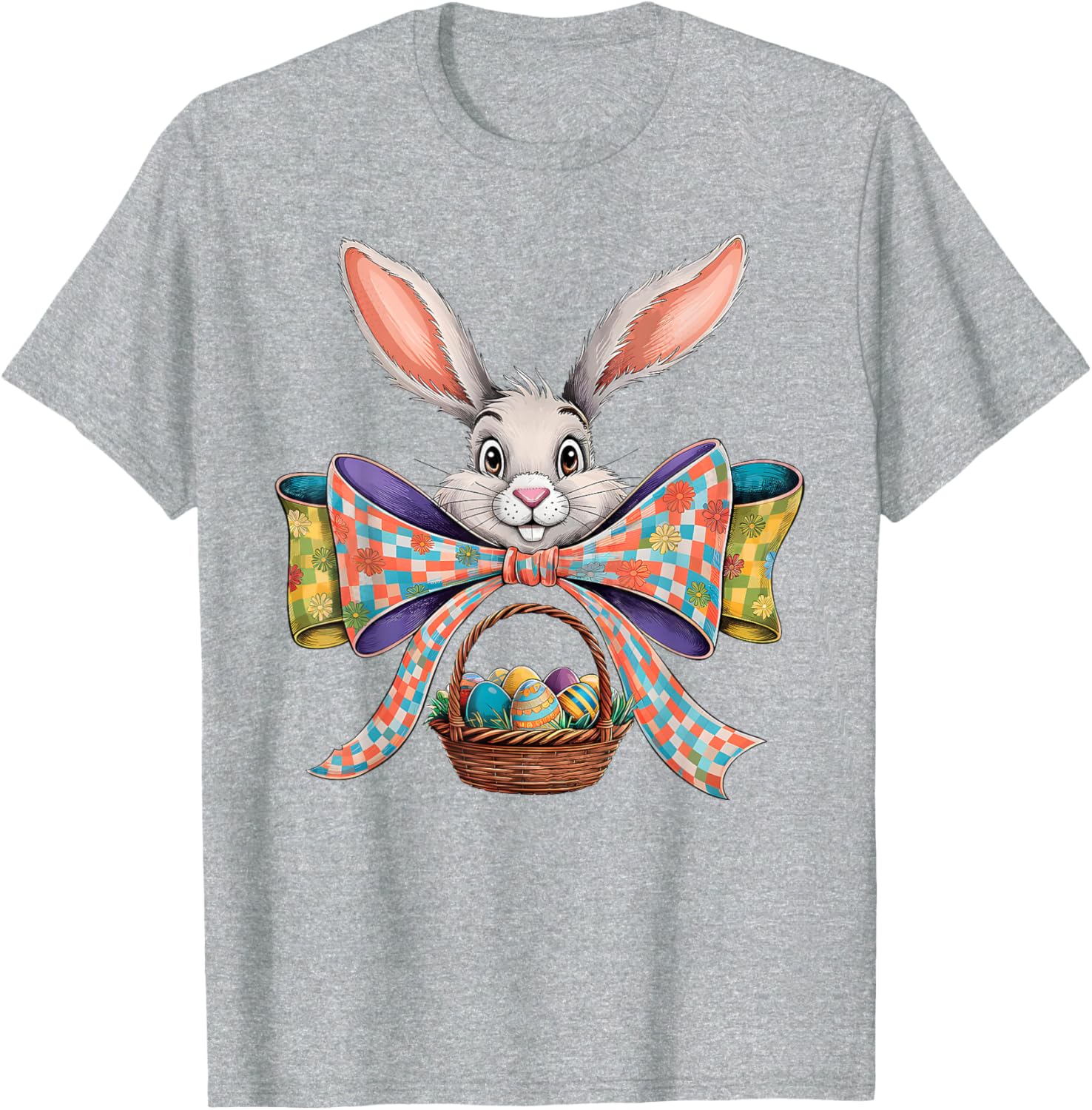 Cute Easter Bunny Face Coquette Bow Easter Day Girls Women T-Shirt