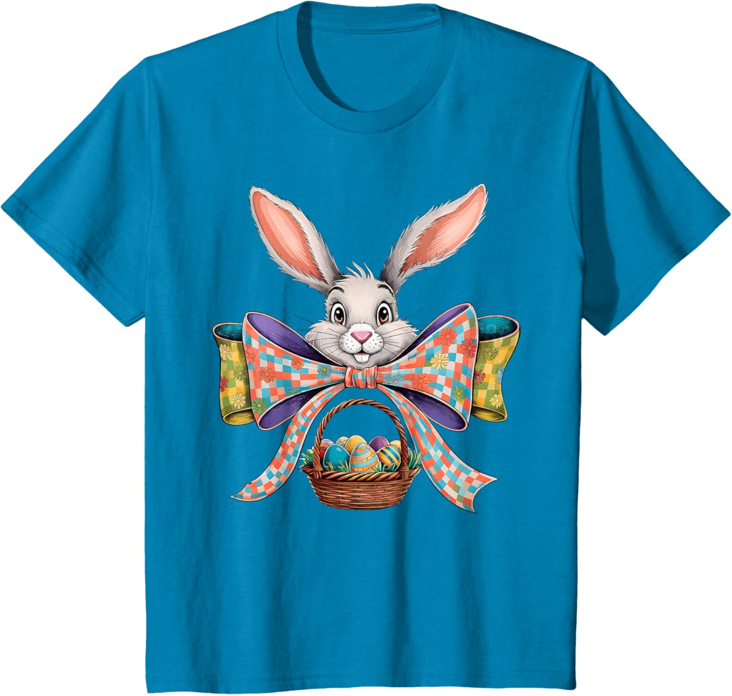 Cute Easter Bunny Face Coquette Bow Easter Day Girls Women T-Shirt