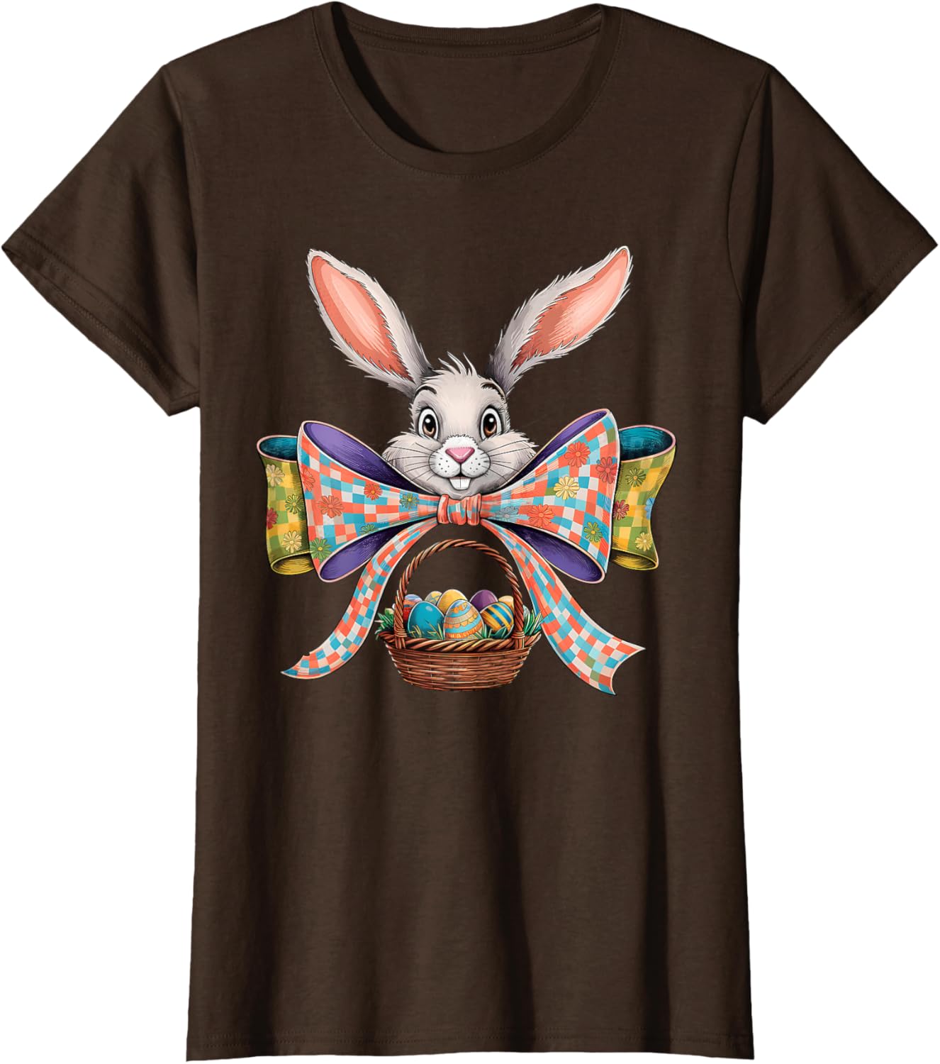 Cute Easter Bunny Face Coquette Bow Easter Day Girls Women T-Shirt