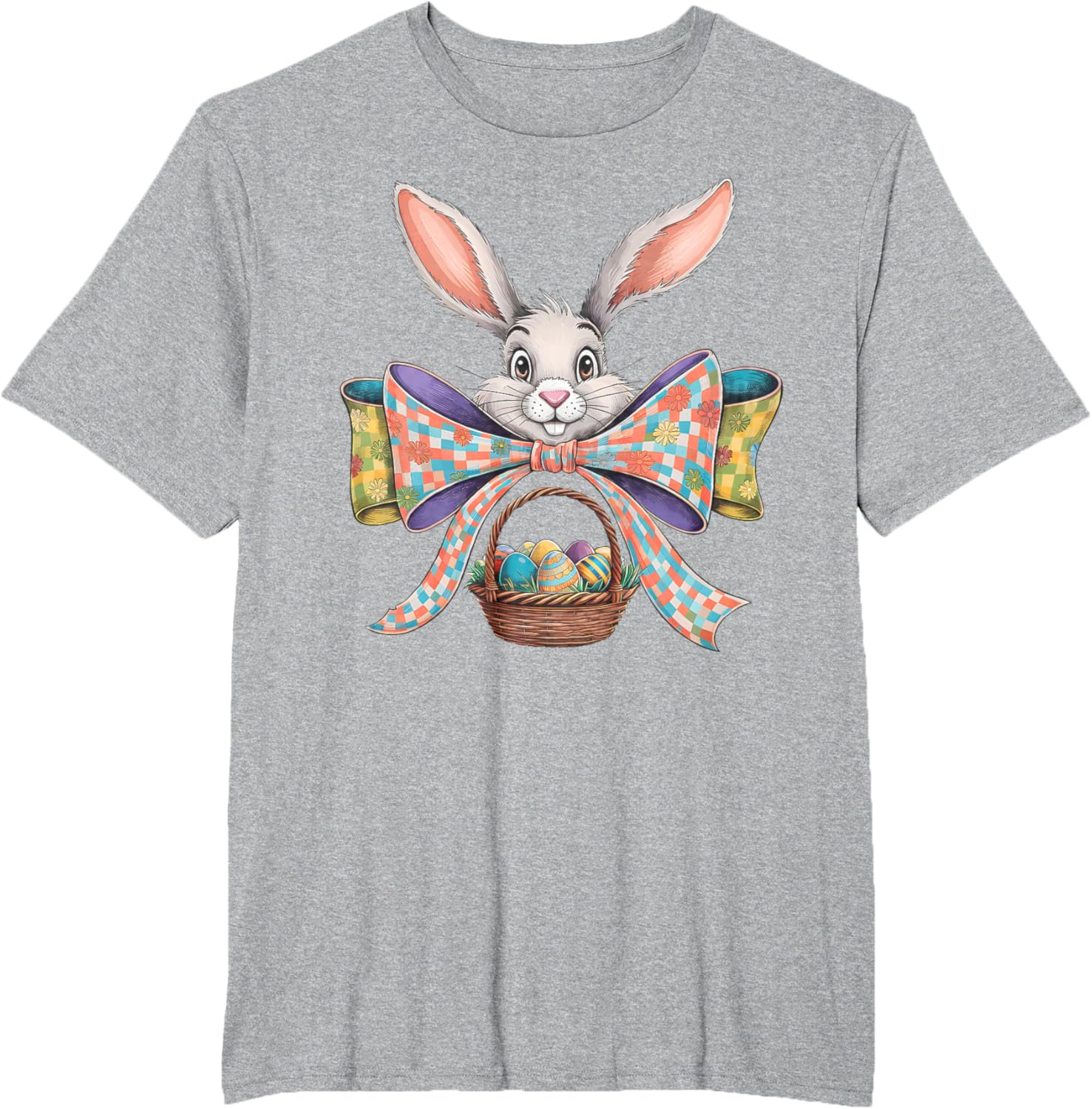 Cute Easter Bunny Face Coquette Bow Easter Day Girls Women T-Shirt