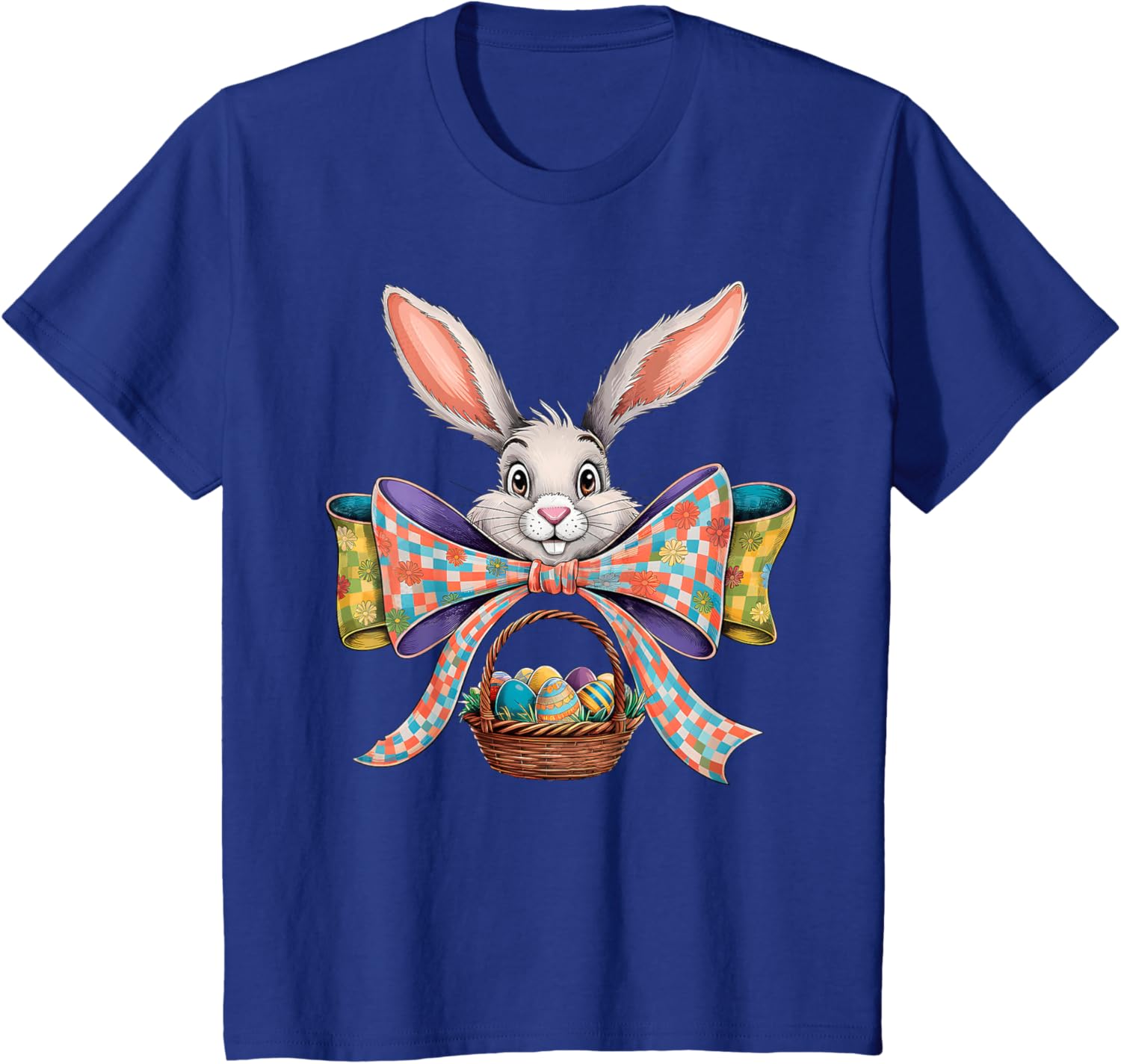 Cute Easter Bunny Face Coquette Bow Easter Day Girls Women T-Shirt