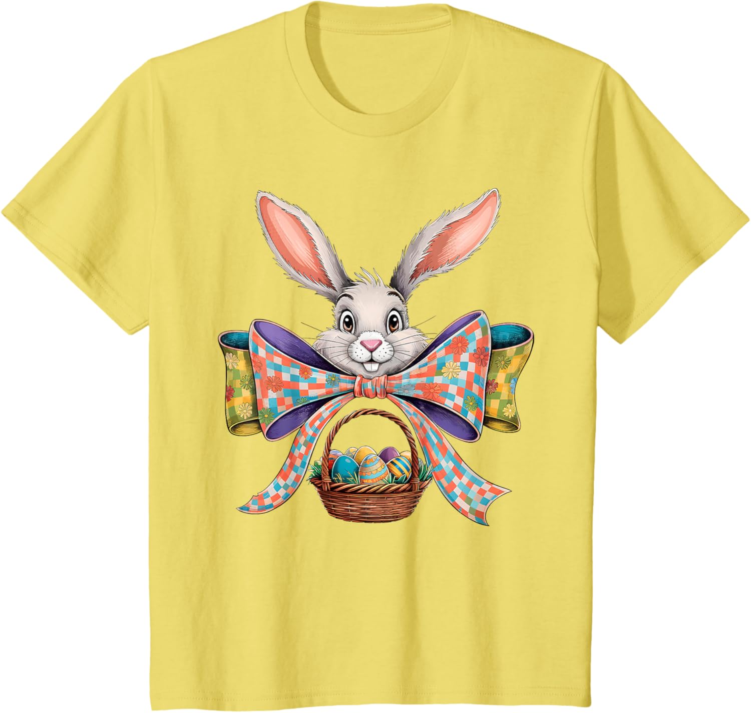 Cute Easter Bunny Face Coquette Bow Easter Day Girls Women T-Shirt