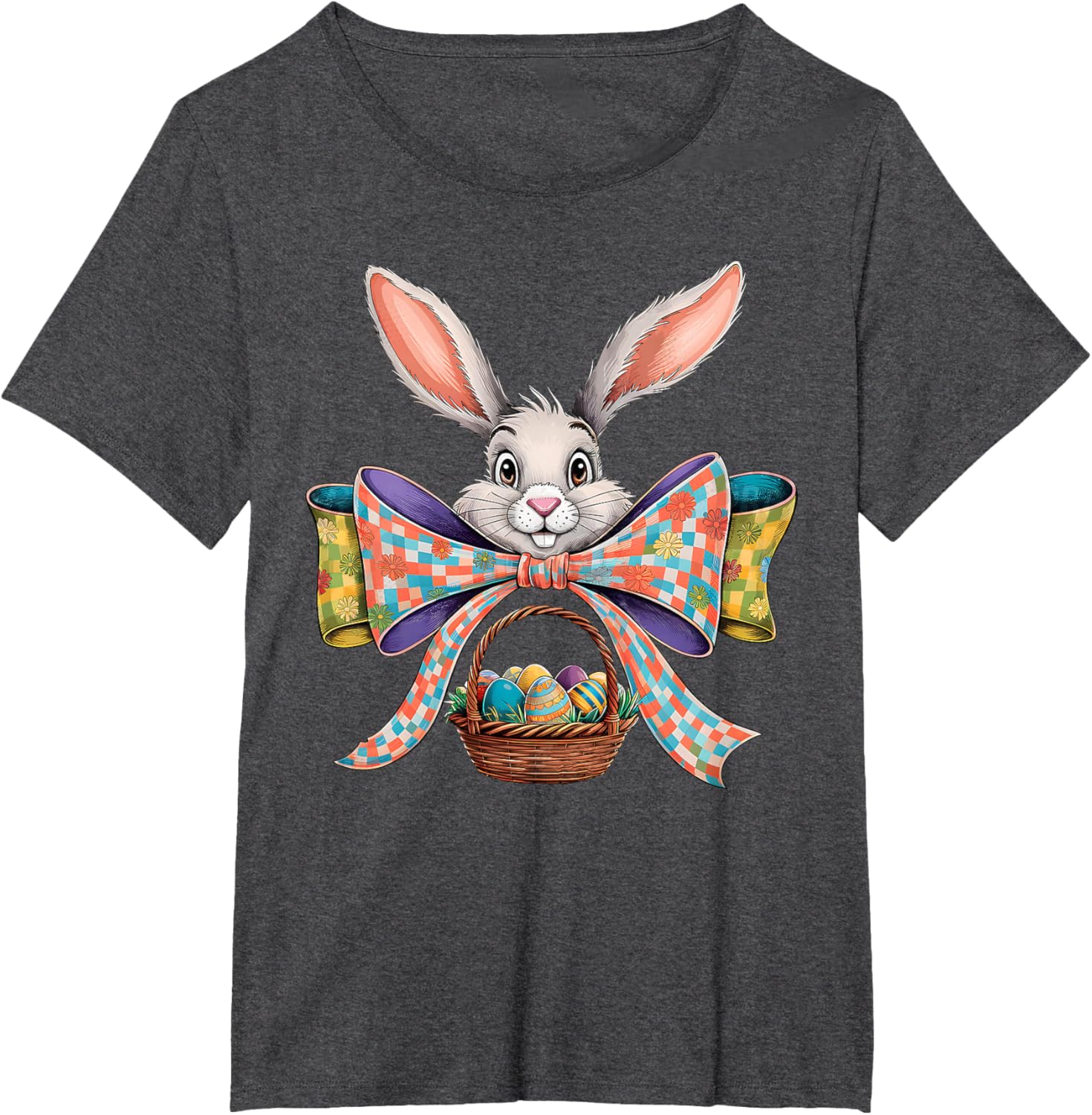 Cute Easter Bunny Face Coquette Bow Easter Day Girls Women T-Shirt