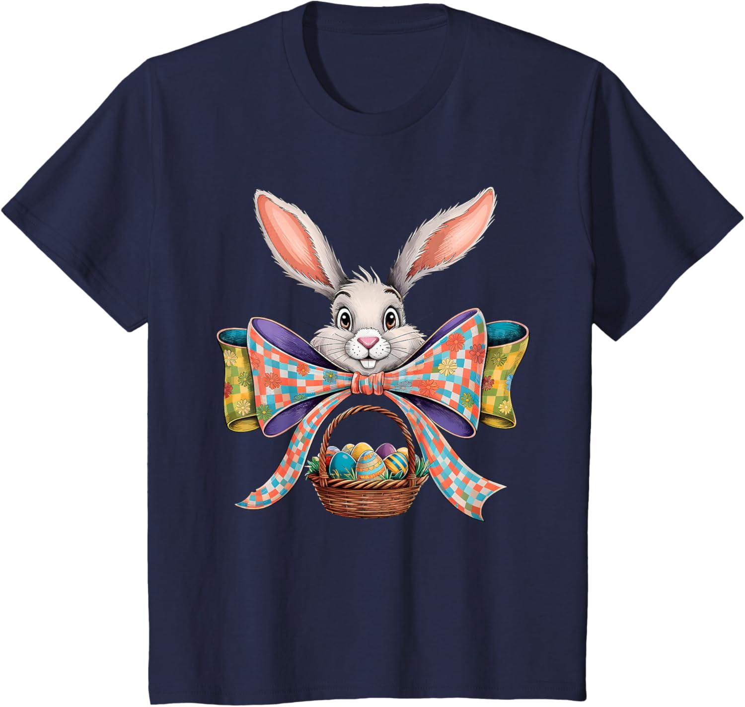 Cute Easter Bunny Face Coquette Bow Easter Day Girls Women T-Shirt