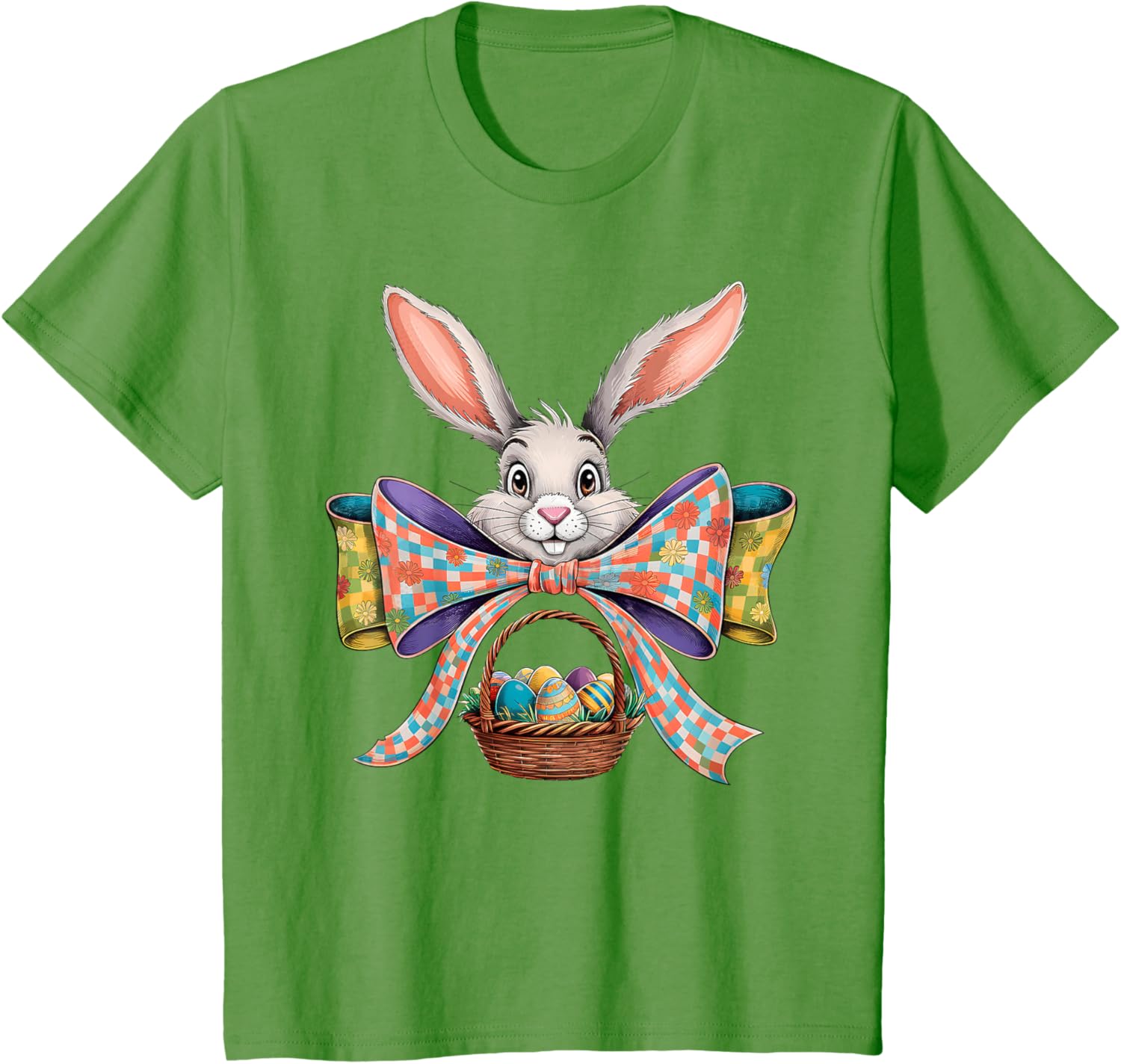 Cute Easter Bunny Face Coquette Bow Easter Day Girls Women T-Shirt